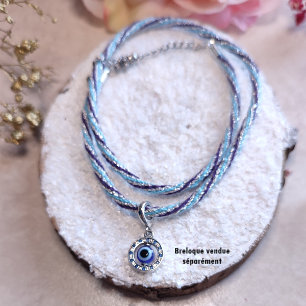 Collier en kumihimo bleu