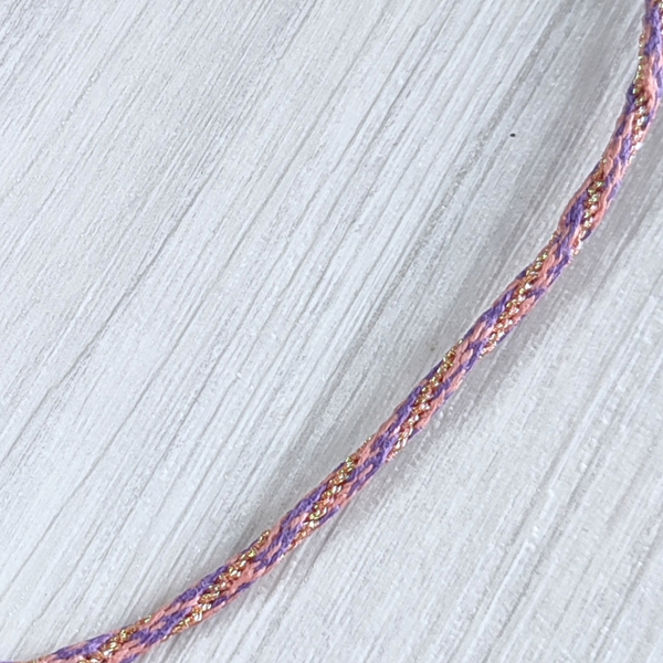Collier en kumihimo violet, orange et doré