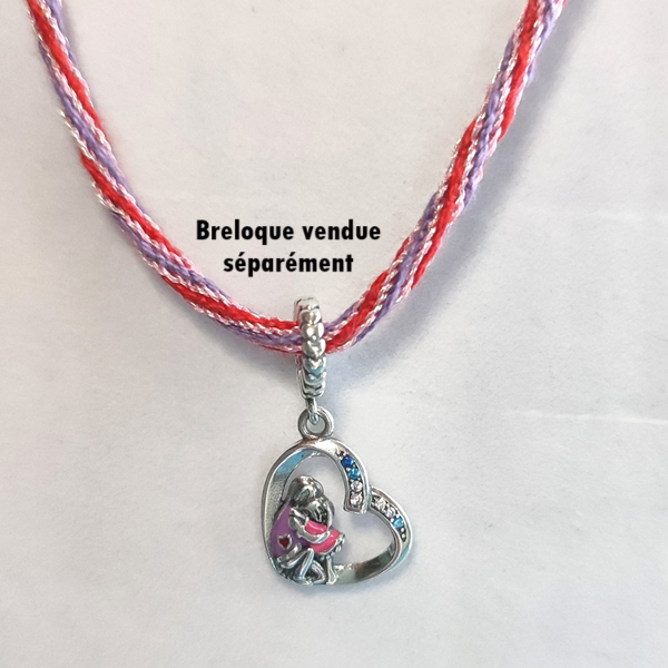 Collier en kumihimo rouge et violet