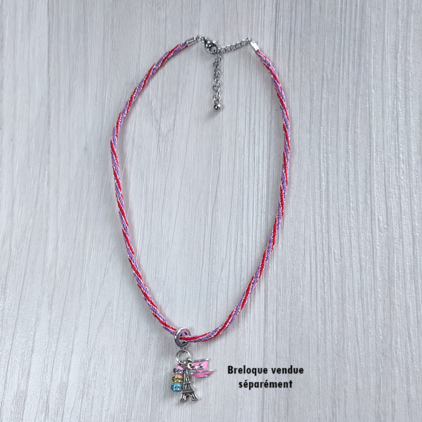 Collier en kumihimo rouge et violet