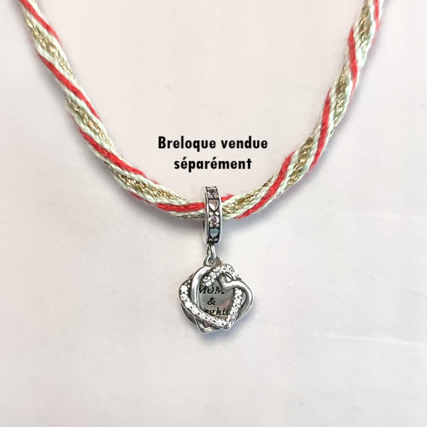 Collier en kumihimo rouge, vert et doré