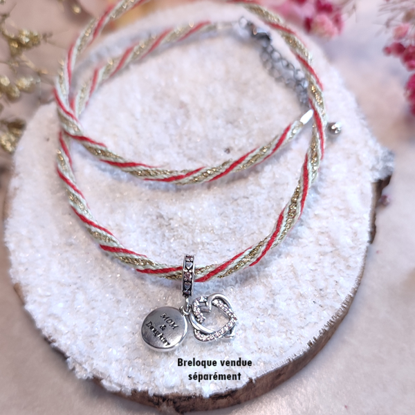 Collier en kumihimo rouge, vert et doré