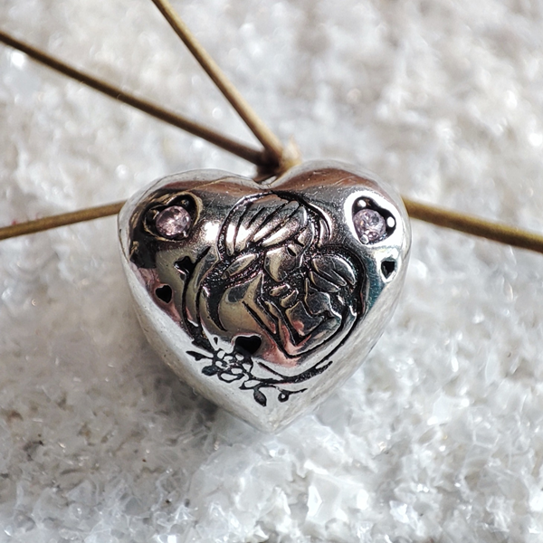 Charm en argent cœur mère enfant