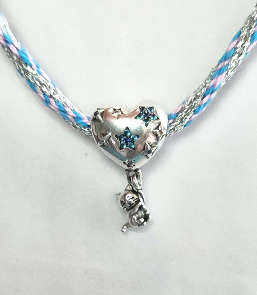 Charm en argent cœur et chat