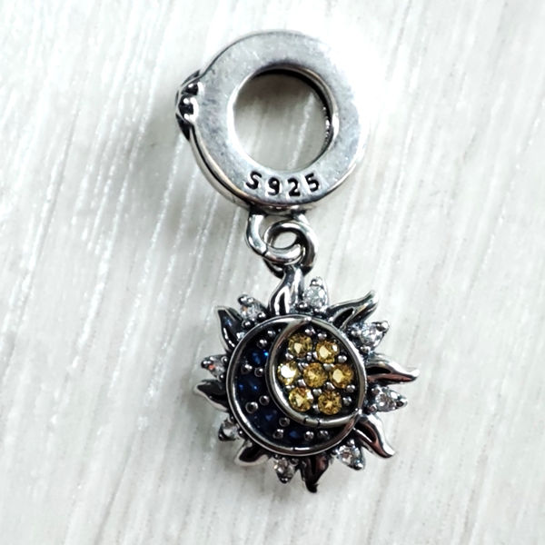 Charm en argent soleil et lune