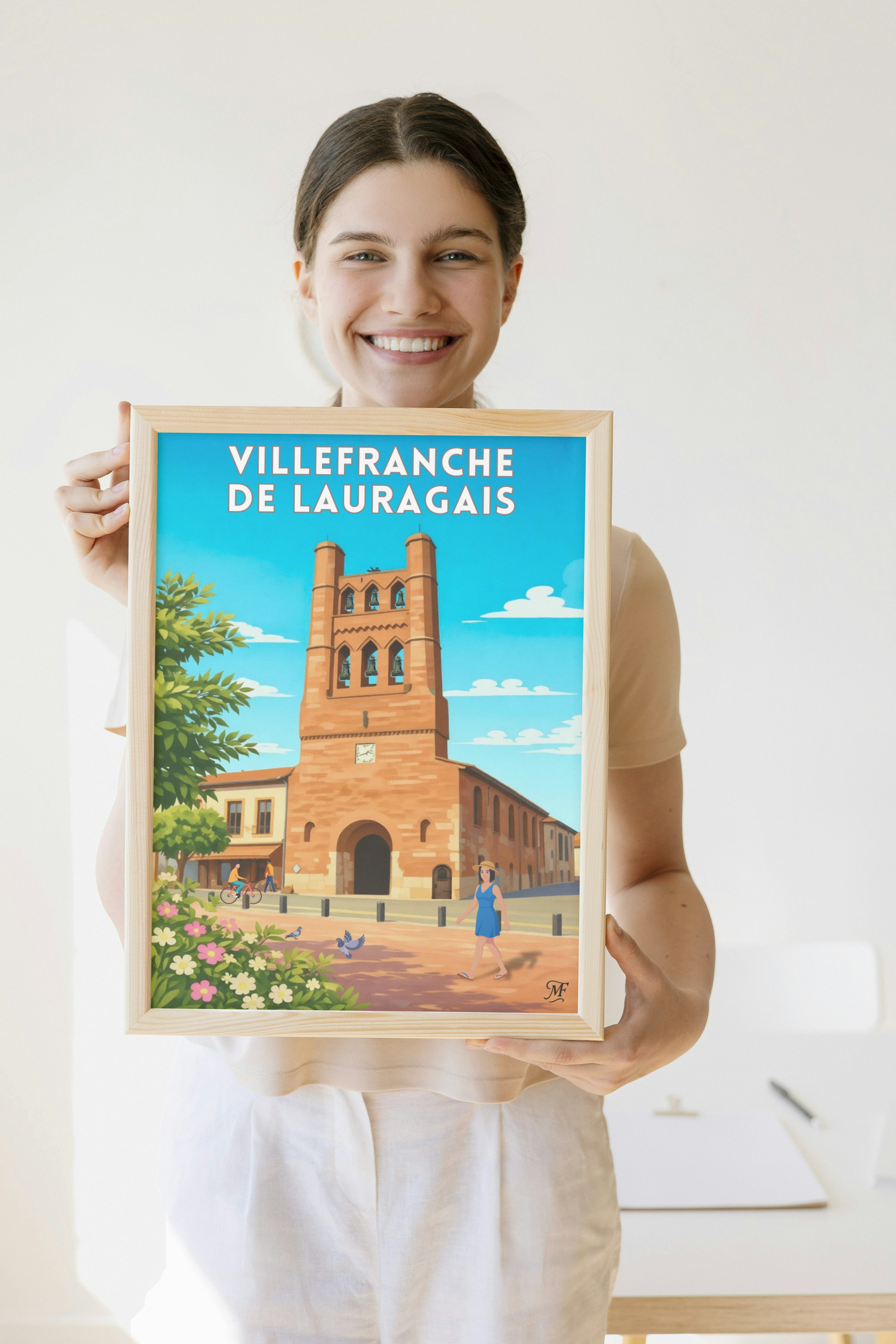 Affiche Vintage église de Villefranche de Lauragais