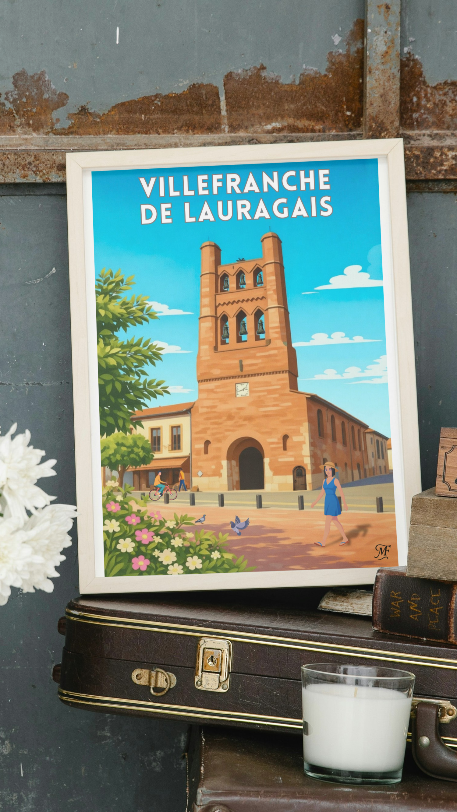 Affiche Vintage église de Villefranche de Lauragais
