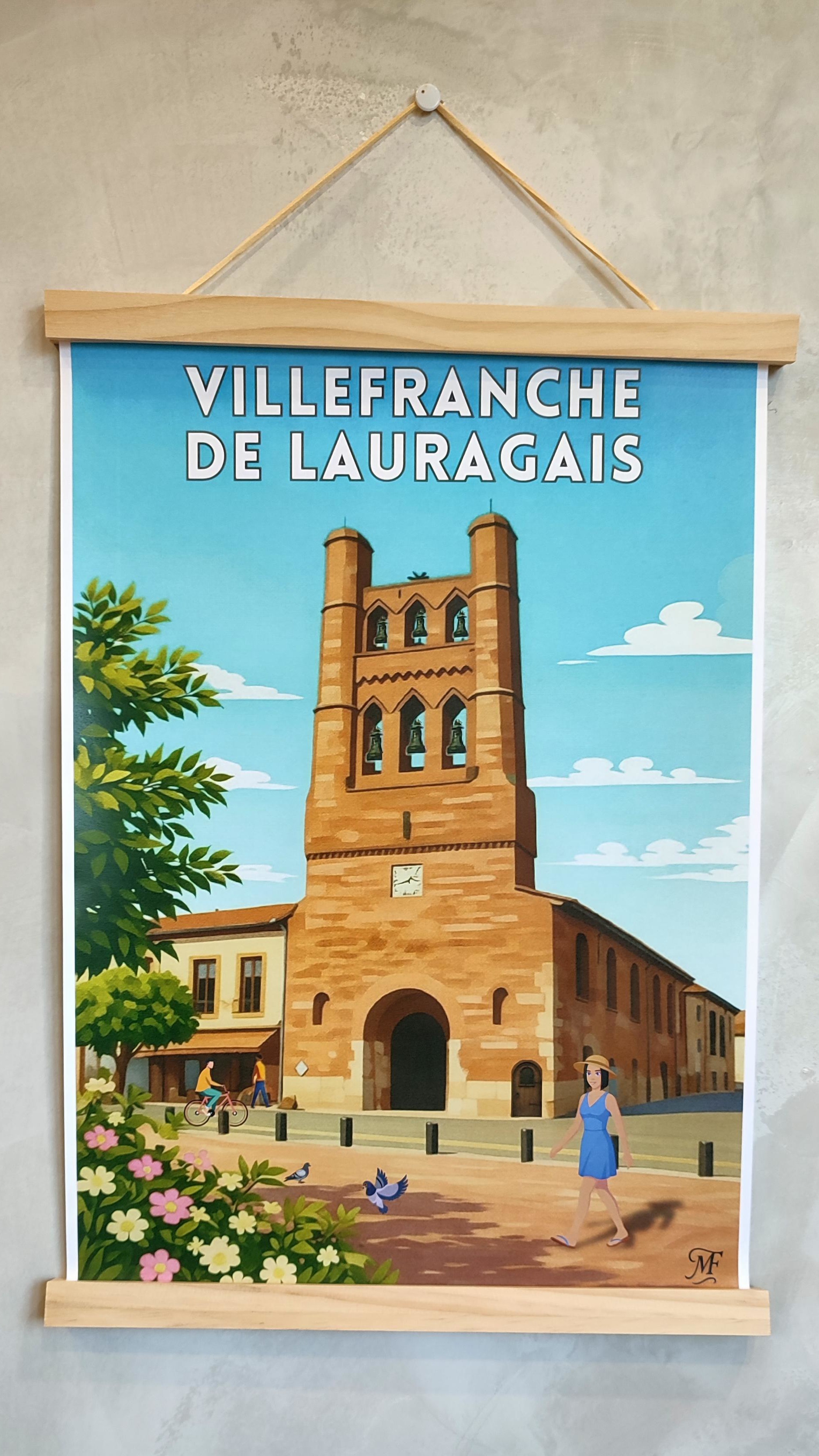 Affiche Vintage église de Villefranche de Lauragais