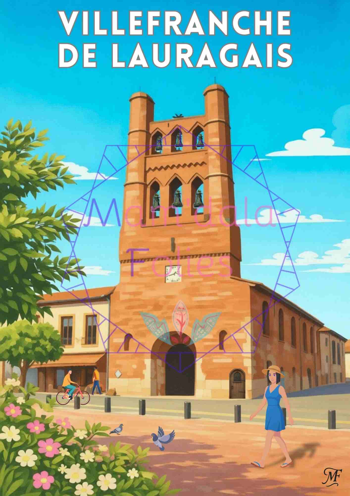 Affiche Vintage église de Villefranche de Lauragais