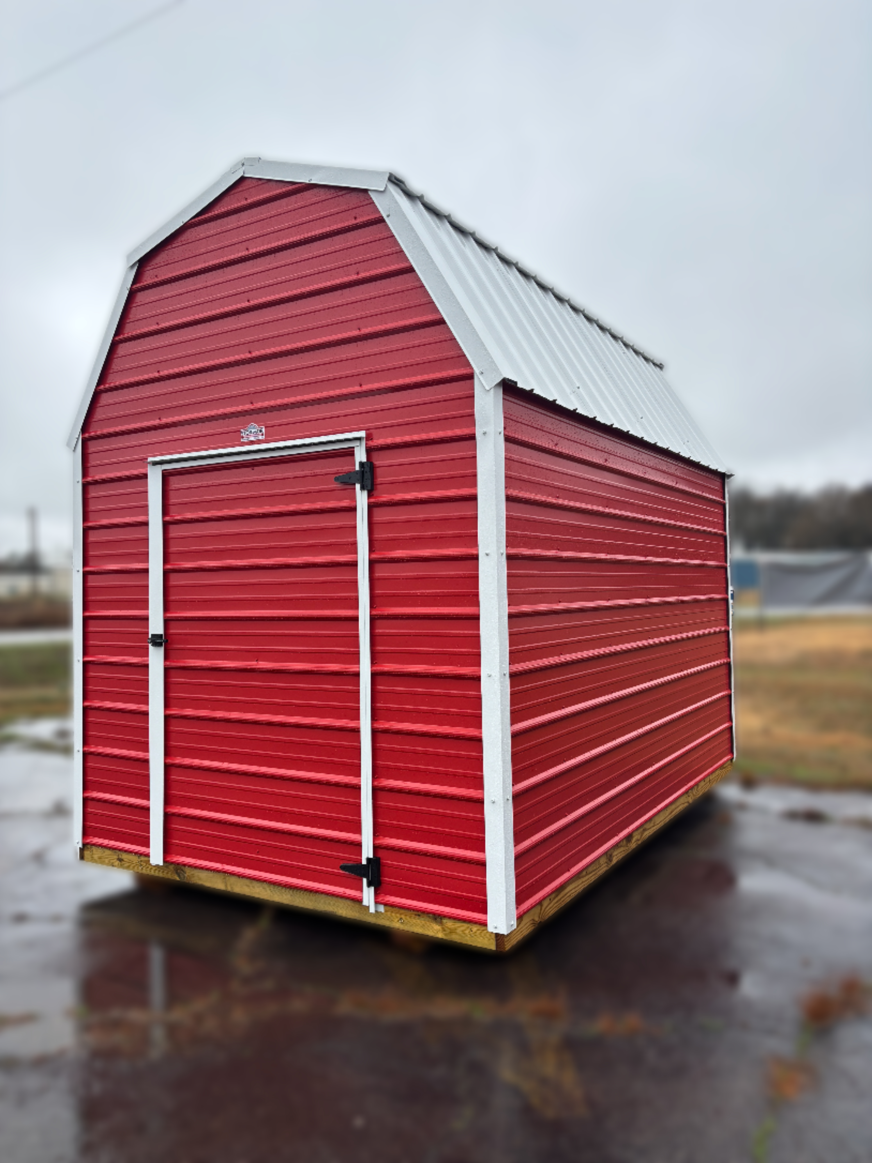 8x12 Lofted Barn Utility Shed – Red Metal Exterior | Rent to Own | Free Delivery