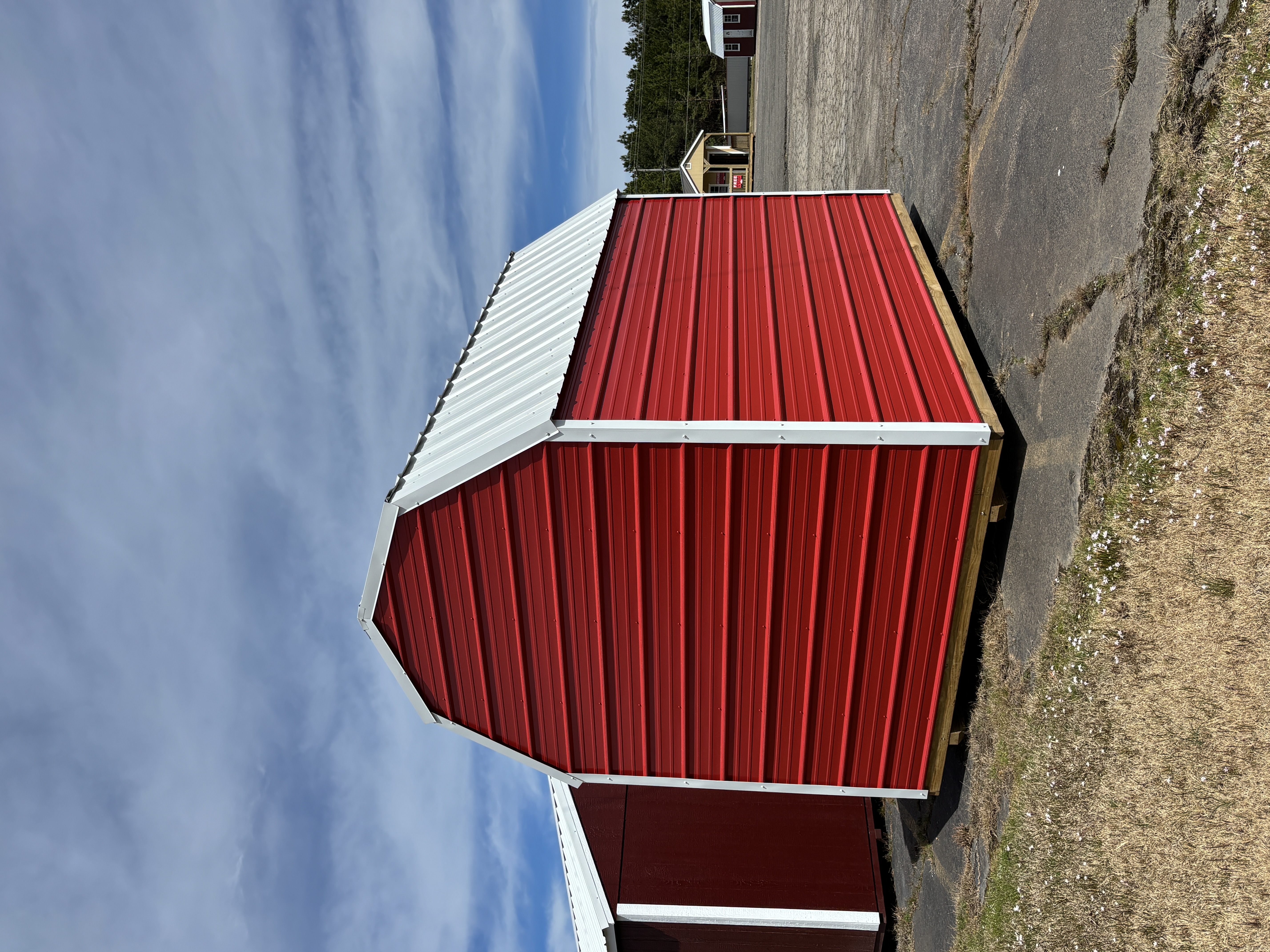 8x12 Lofted Barn Utility Shed – Red Metal Exterior | Rent to Own | Free Delivery