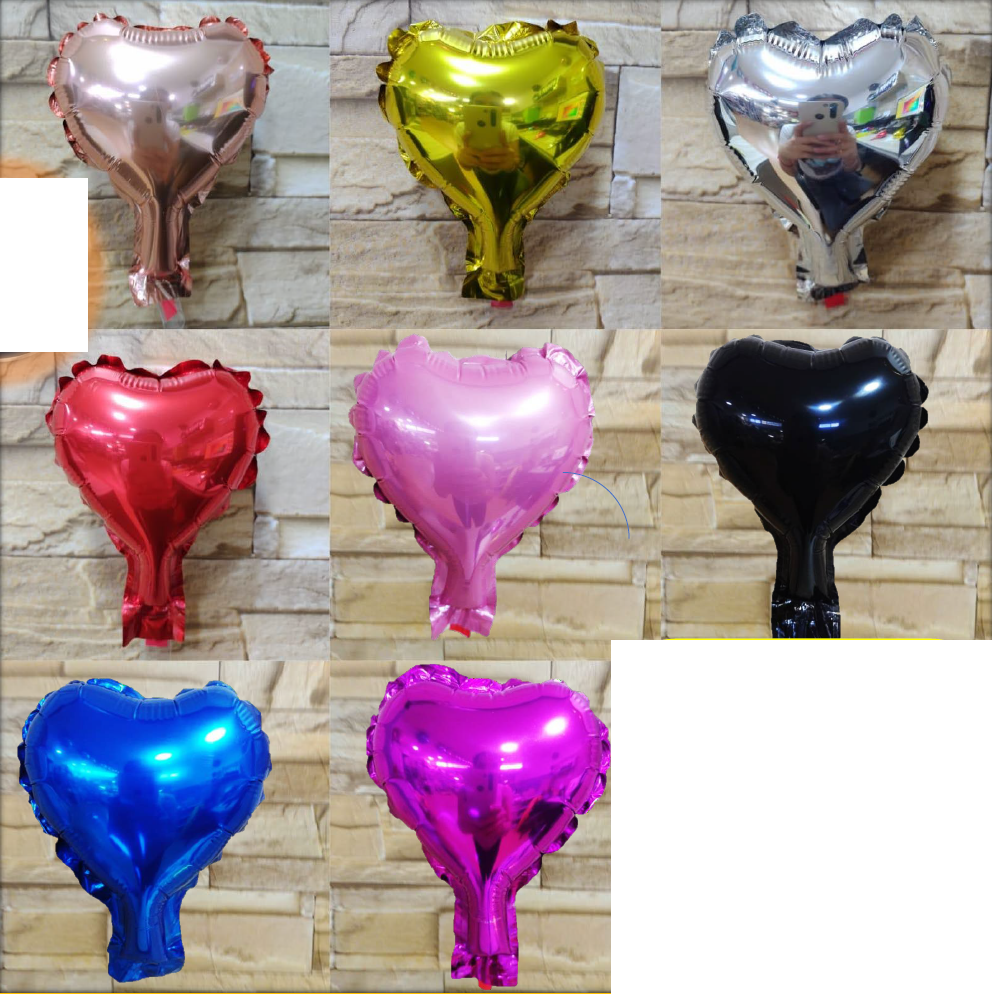 Globos metálicos en forma de corazón