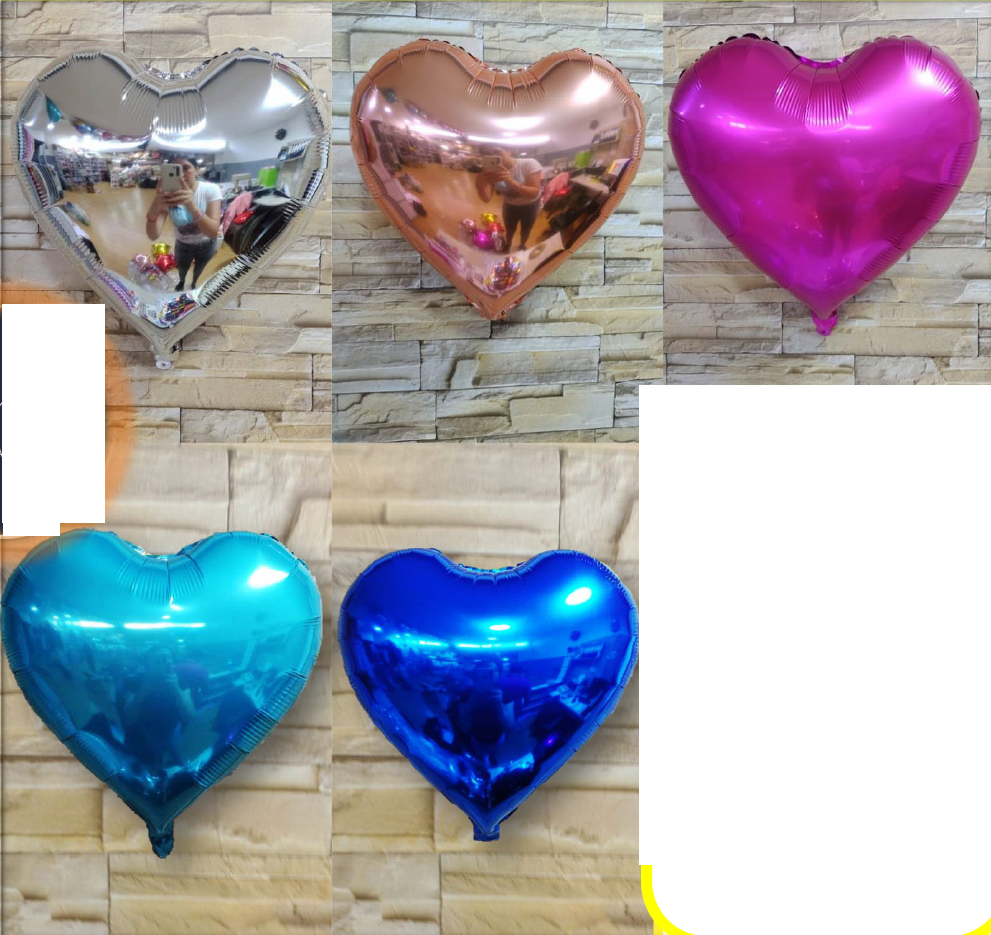 Globos metálicos en forma de corazón