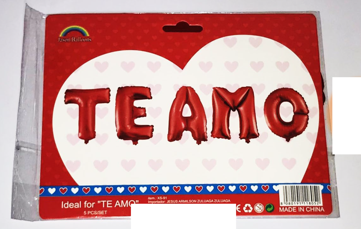 Globos de letras 'TE AMO' Bouquet