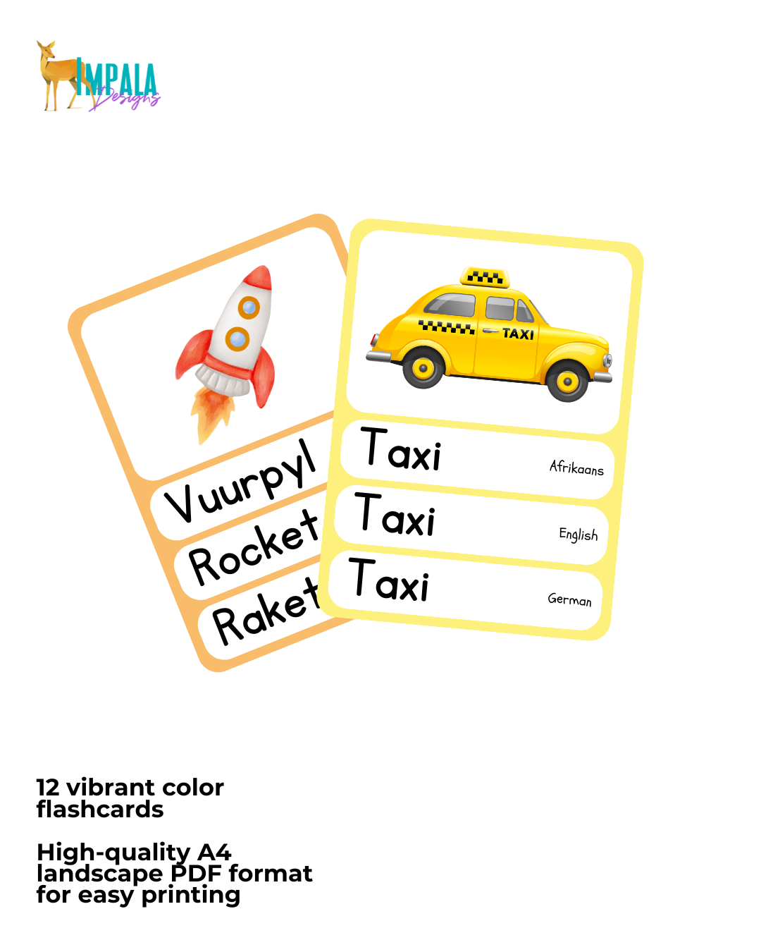 Total Bundle - Trilingual Watercolor Flashcards for Babies & Toddlers (Afrikaans | English | German)