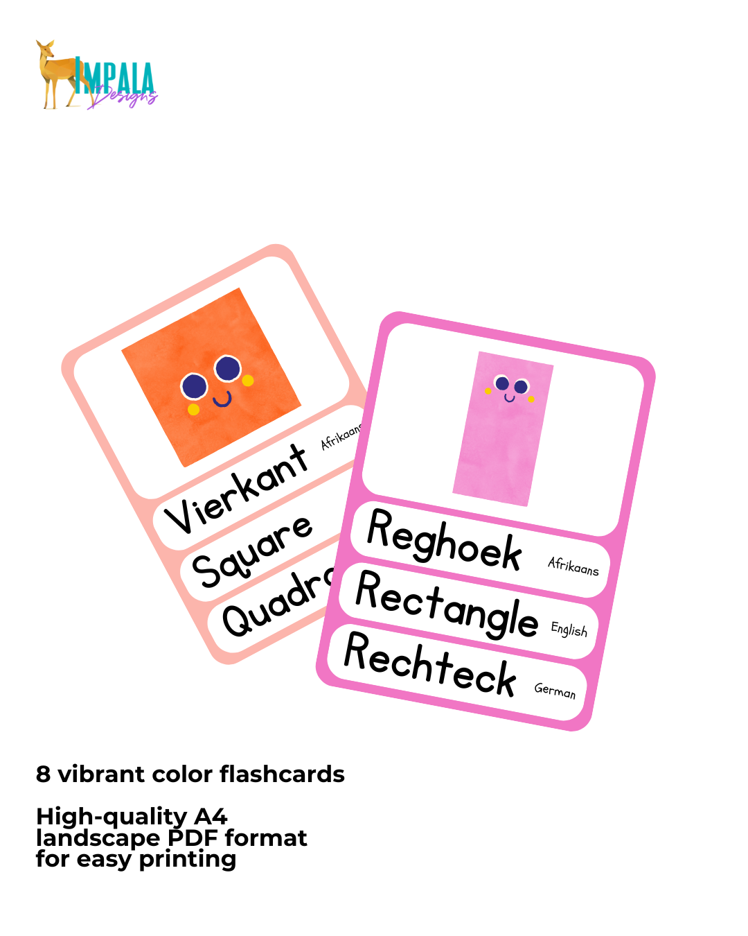 Total Bundle - Trilingual Watercolor Flashcards for Babies & Toddlers (Afrikaans | English | German)