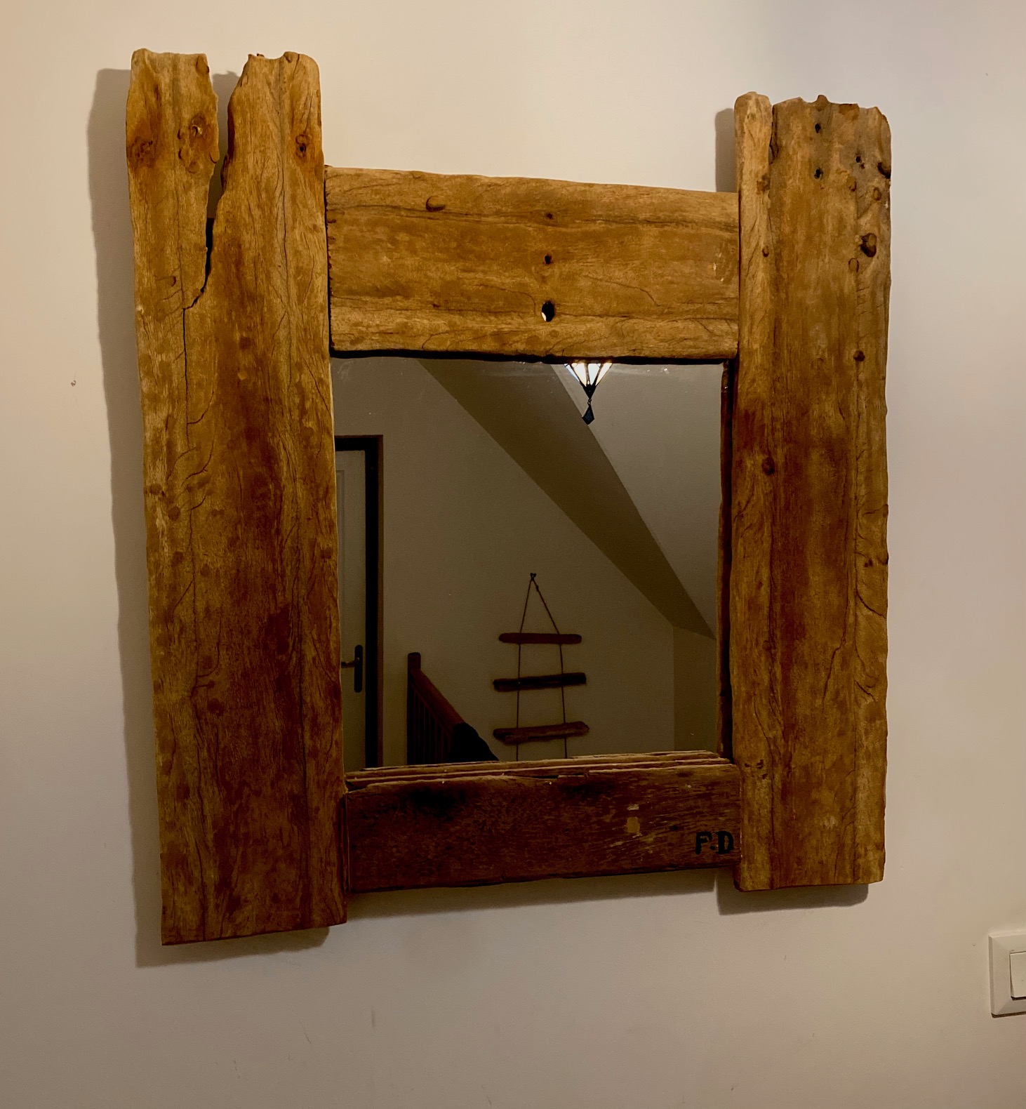 Miroir en planche de  bois flotté