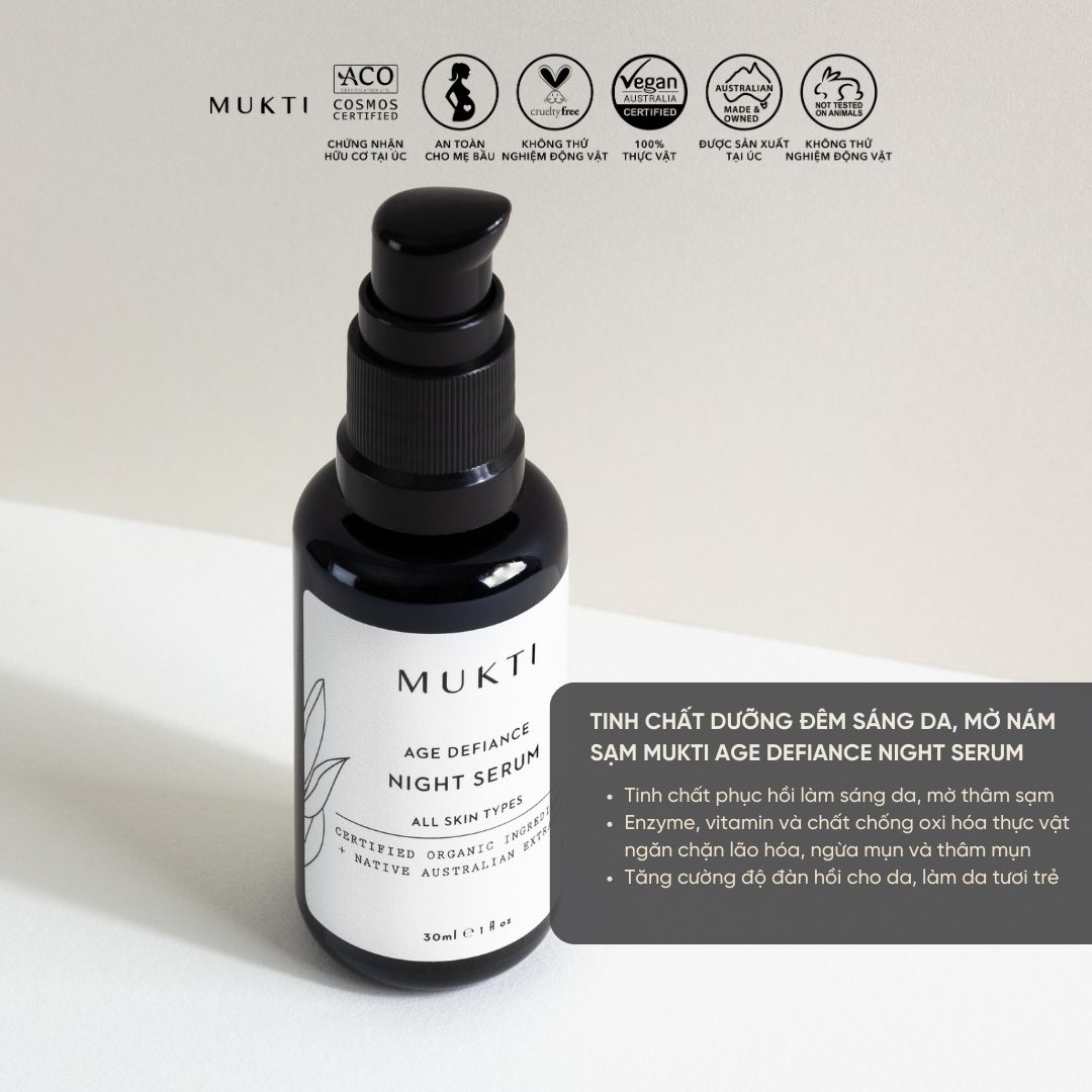 Tinh Chất Dưỡng Đêm Sáng Da, Mờ Nếp Nhăn Mukti Age Defiance Night Serum 30Ml