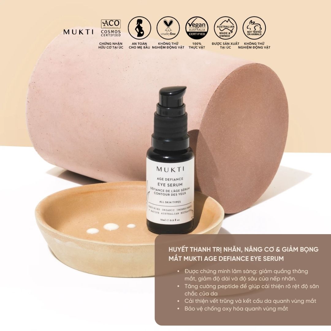 Huyết Thanh Trị Nhăn, Nâng Cơ, Giảm Bọng Mắt Mukti Age Defiance Eye Serum 15Ml