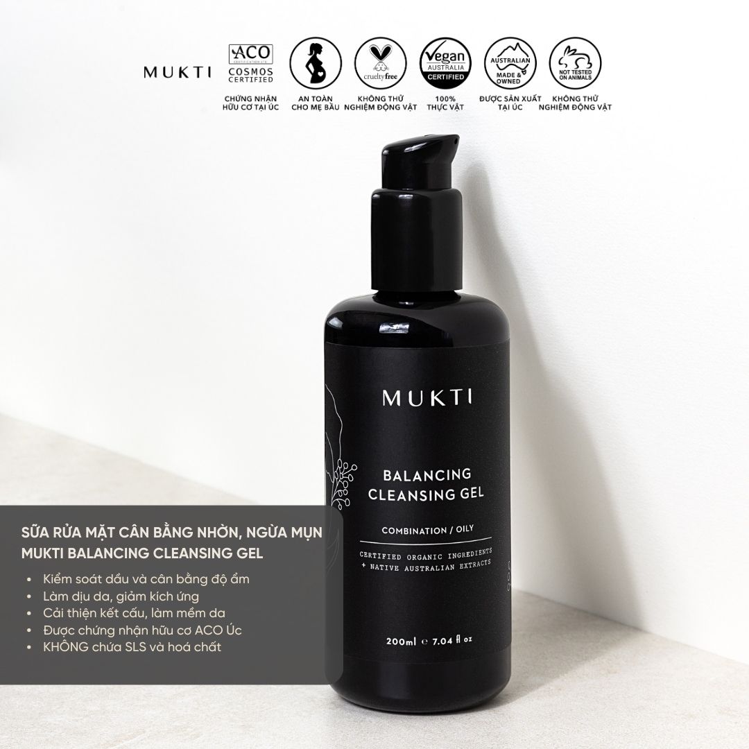 Sữa Rửa Mặt Cân Bằng Ngừa Và Trị Mụn Mukti Balancing Cleansing Gel 200Ml