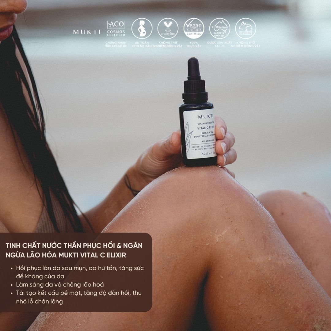 Tinh Chất Nước Thần Tăng Cường Vitamin C Phục Hồi Và Ngăn Ngừa Lão Hóa Mukti Vital C Elixir 30Ml