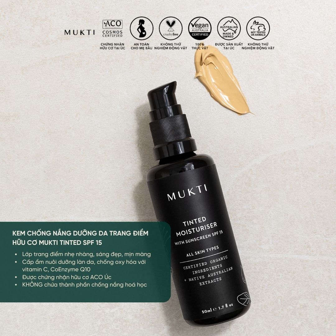 Kem Chống Nắng Trang Điểm Dưỡng Da Mukti Tinted Moisturiser With Sunscreen SPF 15 50Ml