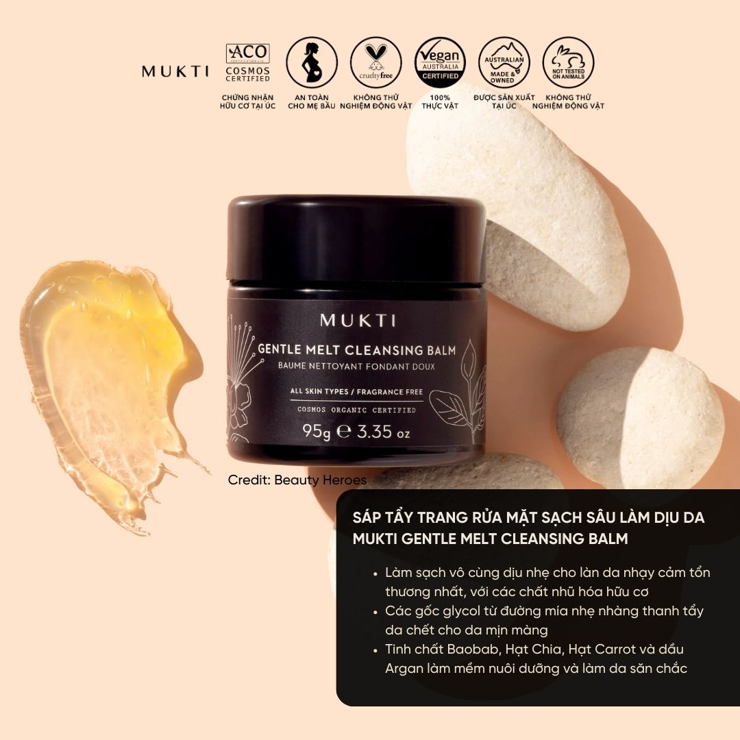 Sáp Rửa Mặt Sạch Sâu Làm Dịu Da Mukti Gentle Melt Cleansing Balm