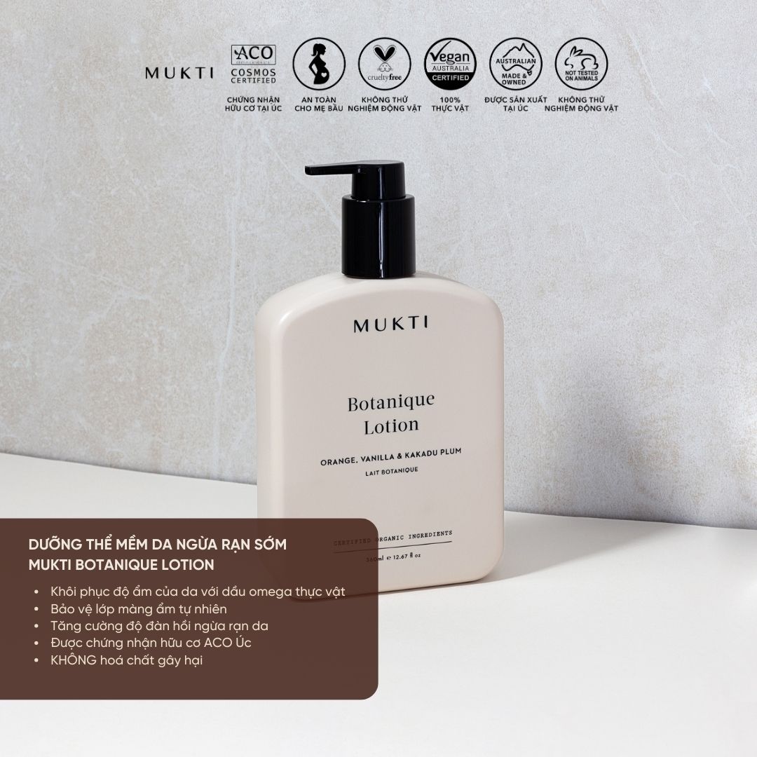 Sữa Dưỡng Thể Nuôi Dưỡng Và Bảo Vệ Da Mukti Botanique Body Lotion 360Ml