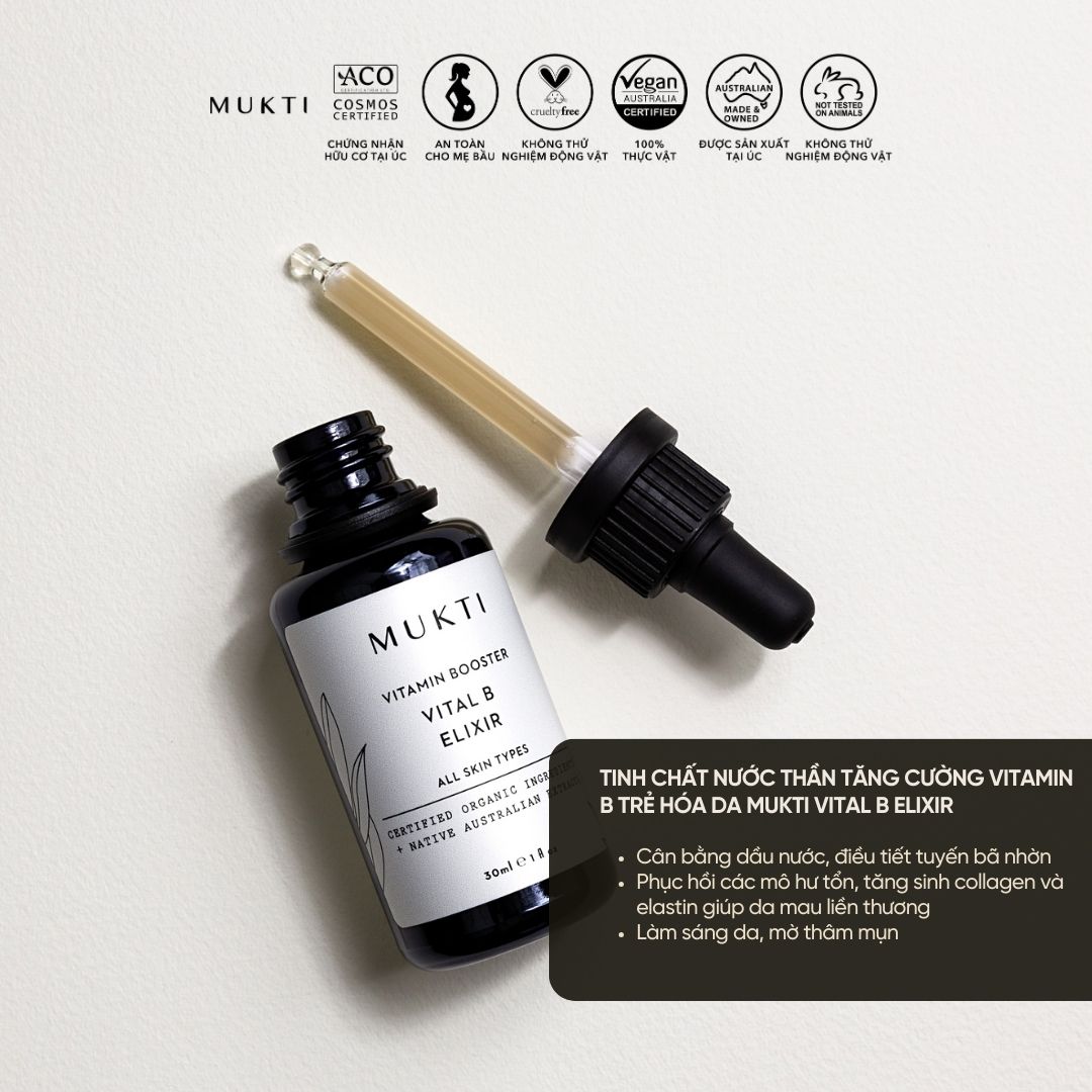 Tinh Chất Nước Thần Tăng Cường Vitamin B Trẻ Hóa Da Mukti Vital B Elixir 30Ml