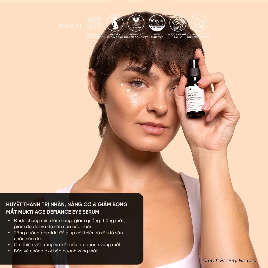 Huyết Thanh Trị Nhăn, Nâng Cơ, Giảm Bọng Mắt Mukti Age Defiance Eye Serum 15Ml
