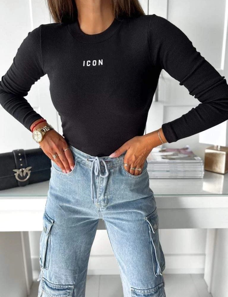 Moteriška medvilninė palaidinė ICON juoda