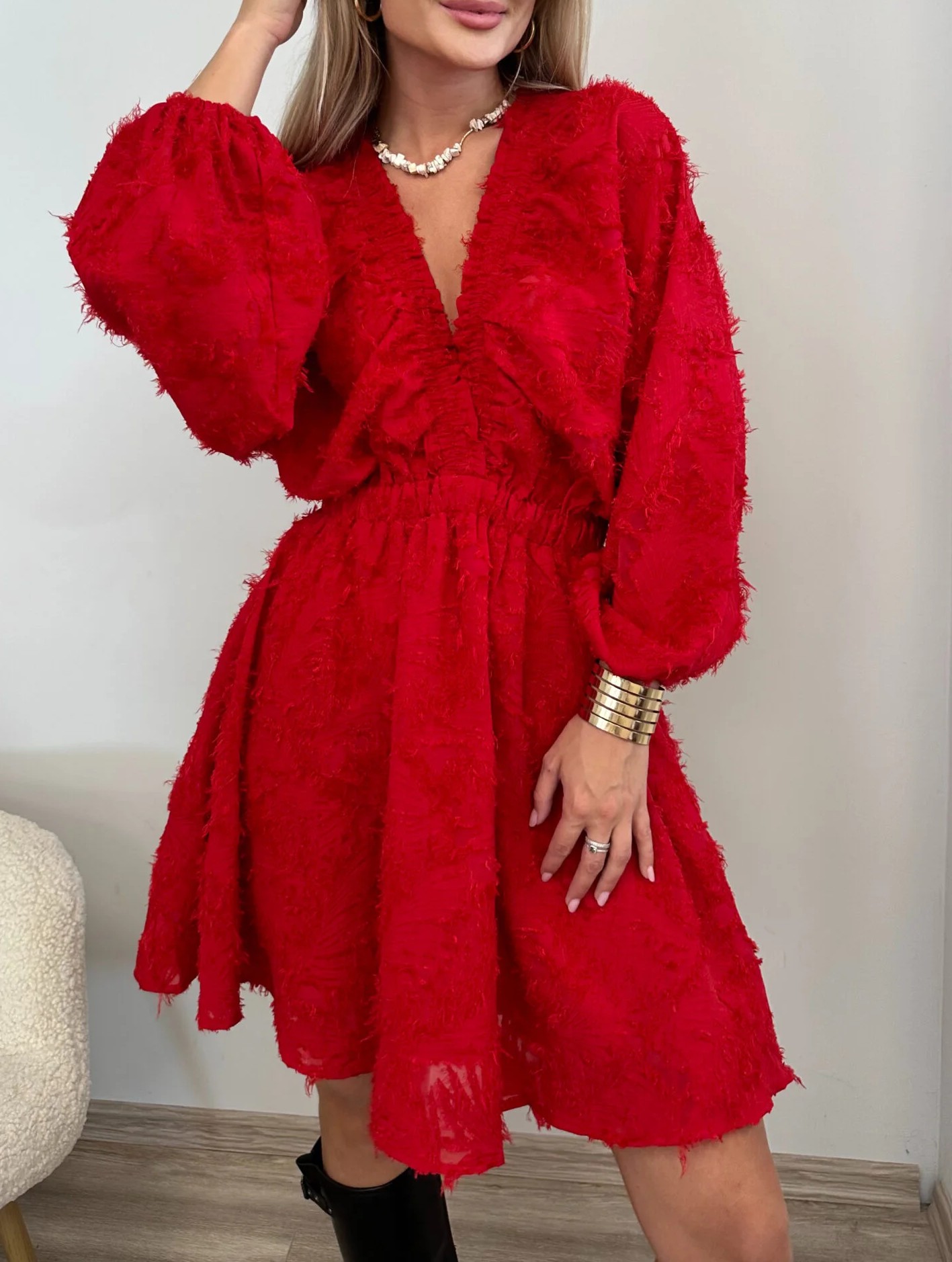 Raudona moteriška suknelė