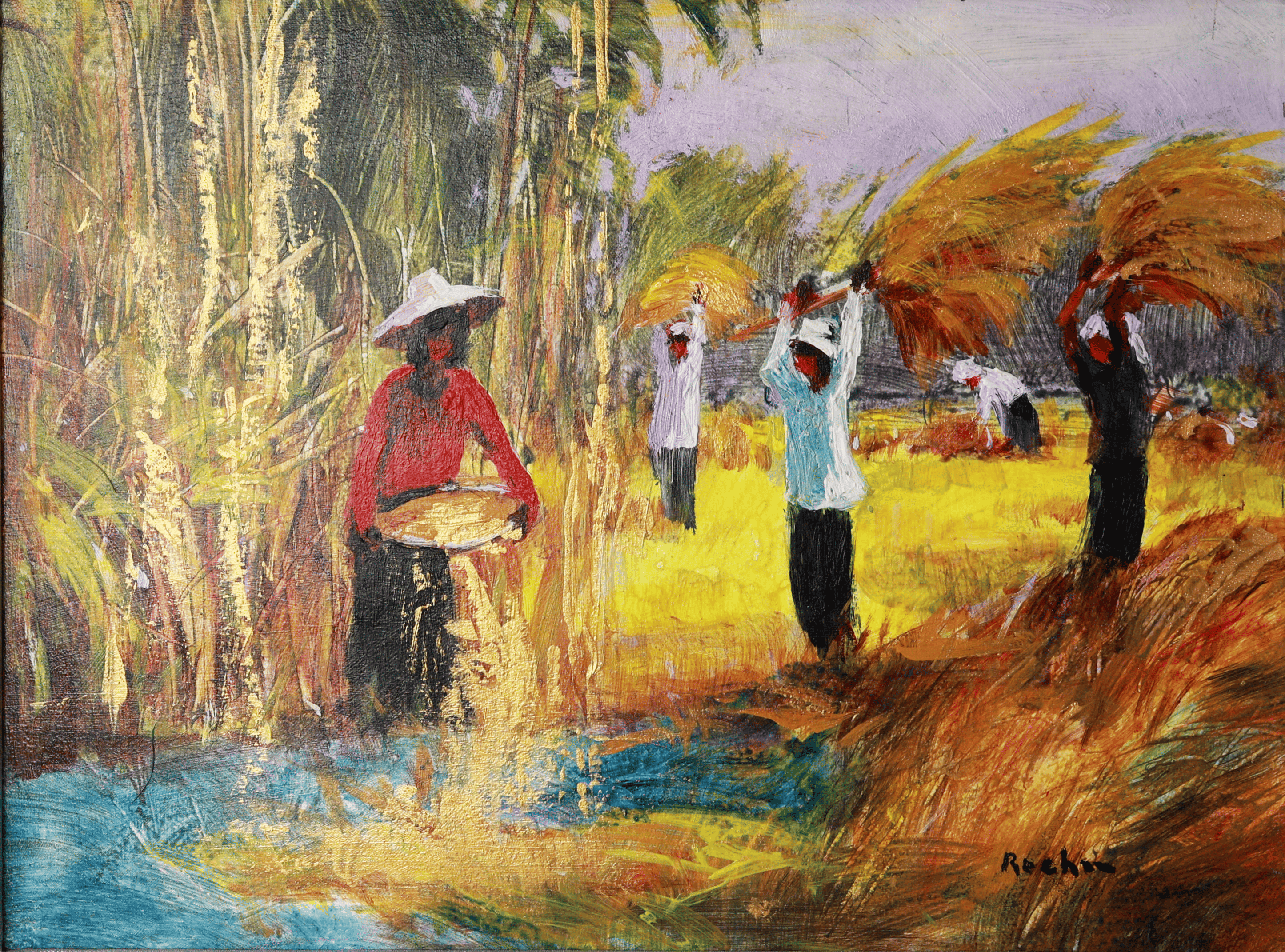 "Traditional Rice Threshing"