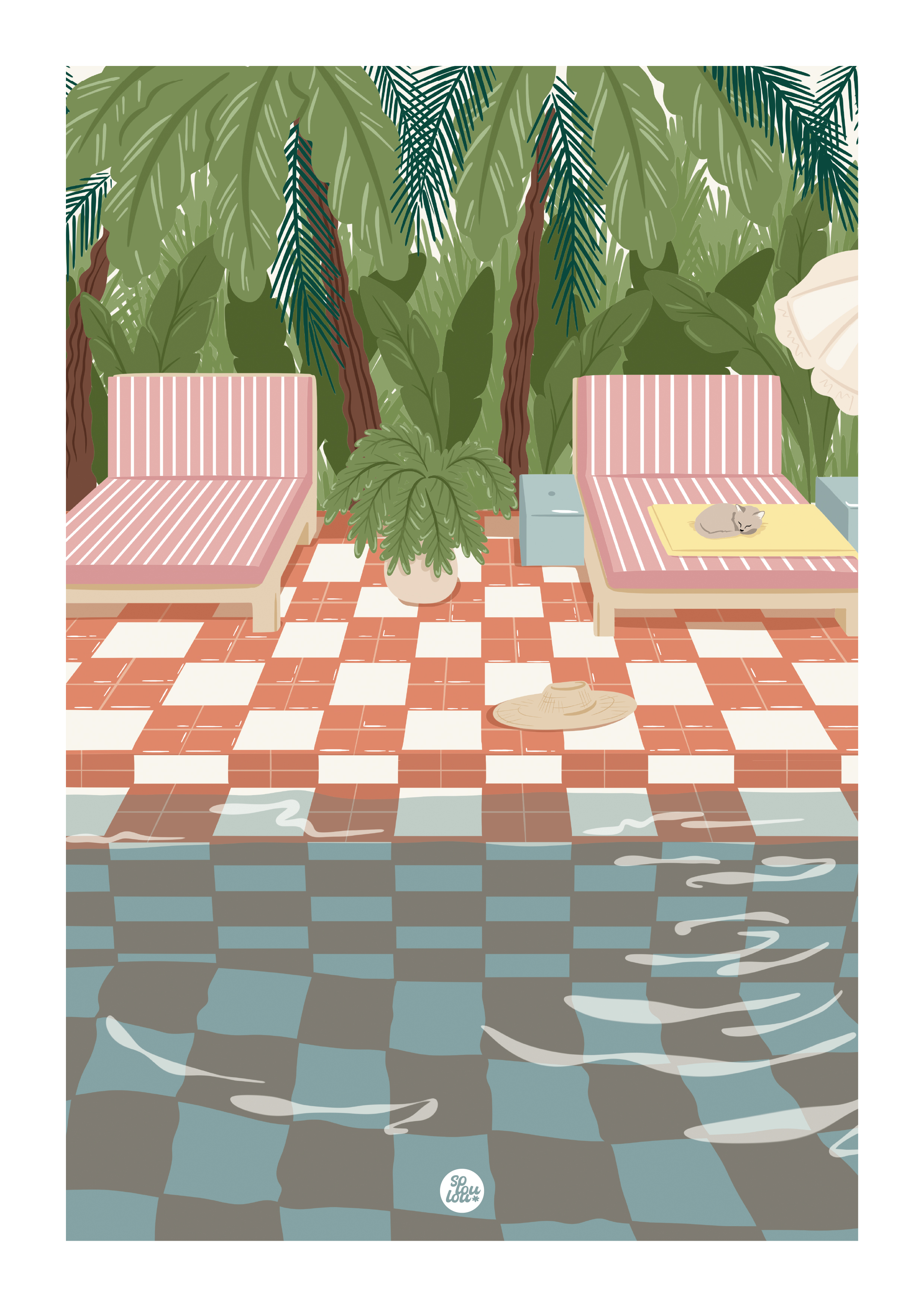 En bord de piscine