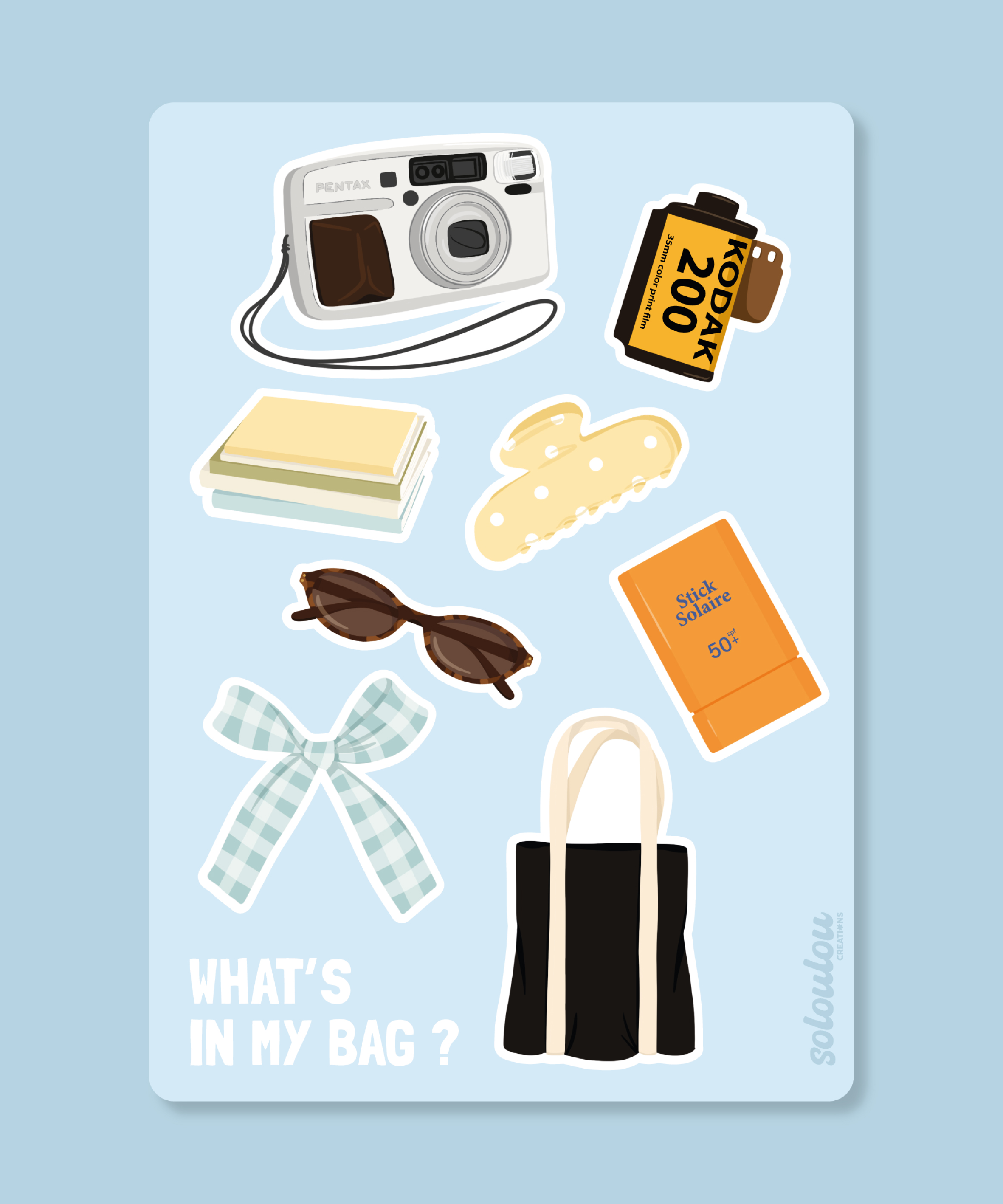 Planche stickers "What's in my bag"