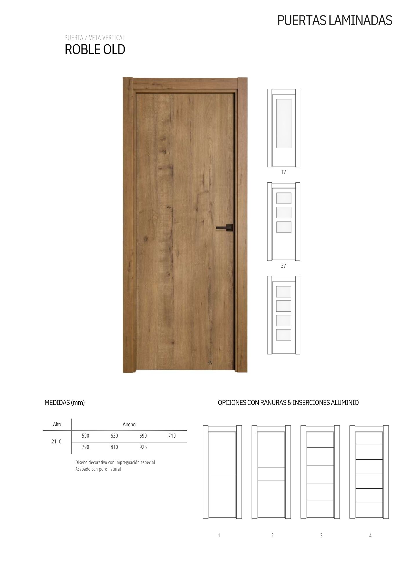 Puerta lisa veta vertical ROBLE OLD