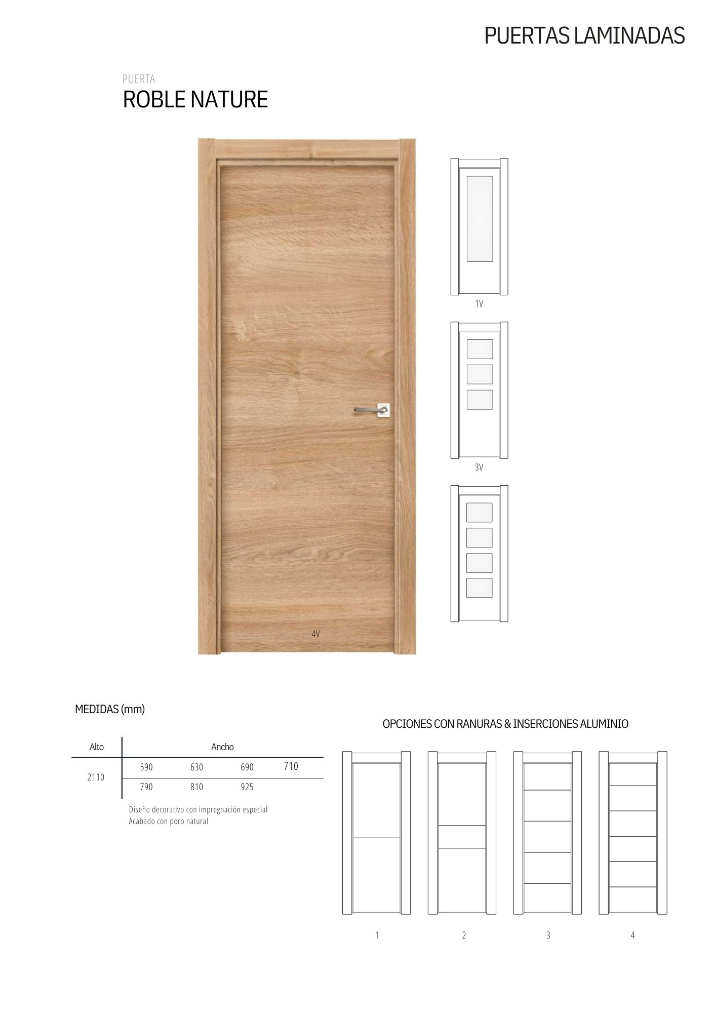 Puerta veta horizontal Roble Nature
