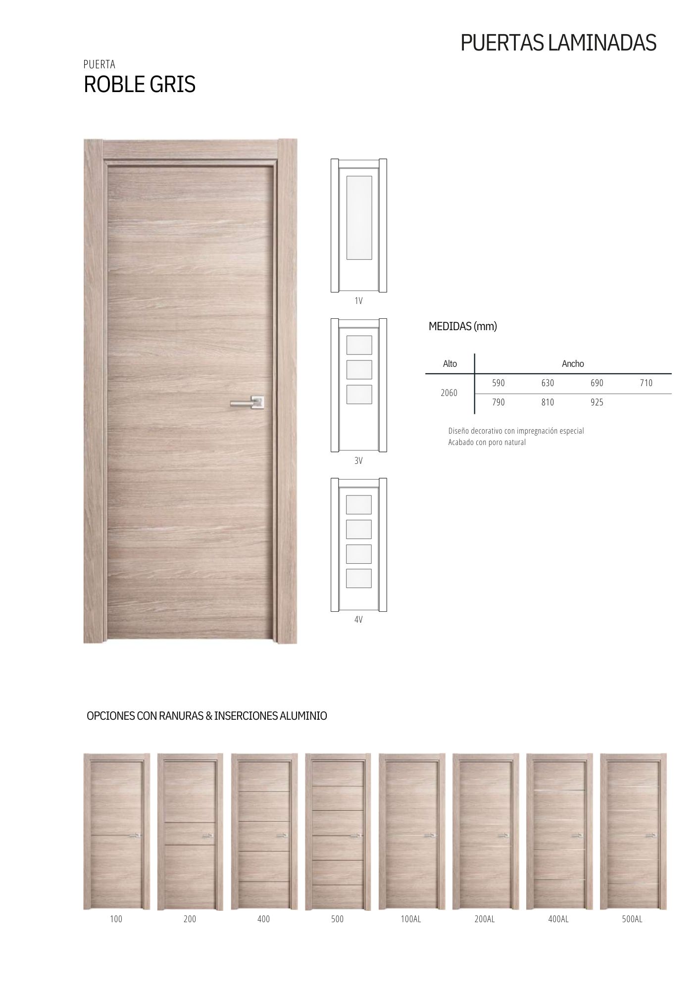 Puerta veta horizontal Roble Gris