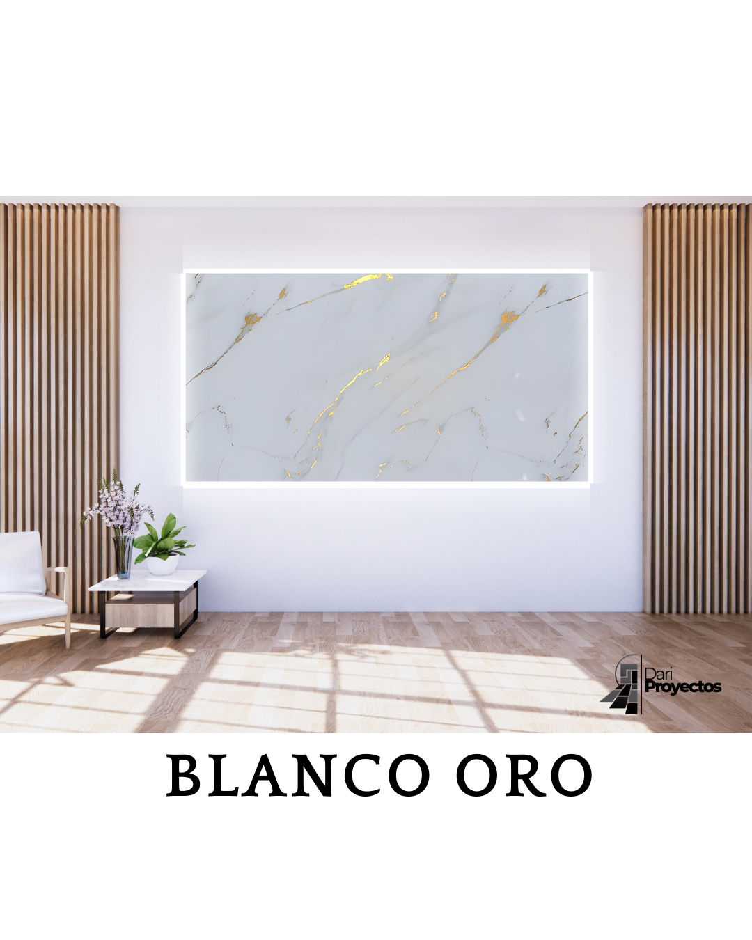 Base de TV Blanco Oro Acabado UV Brillante