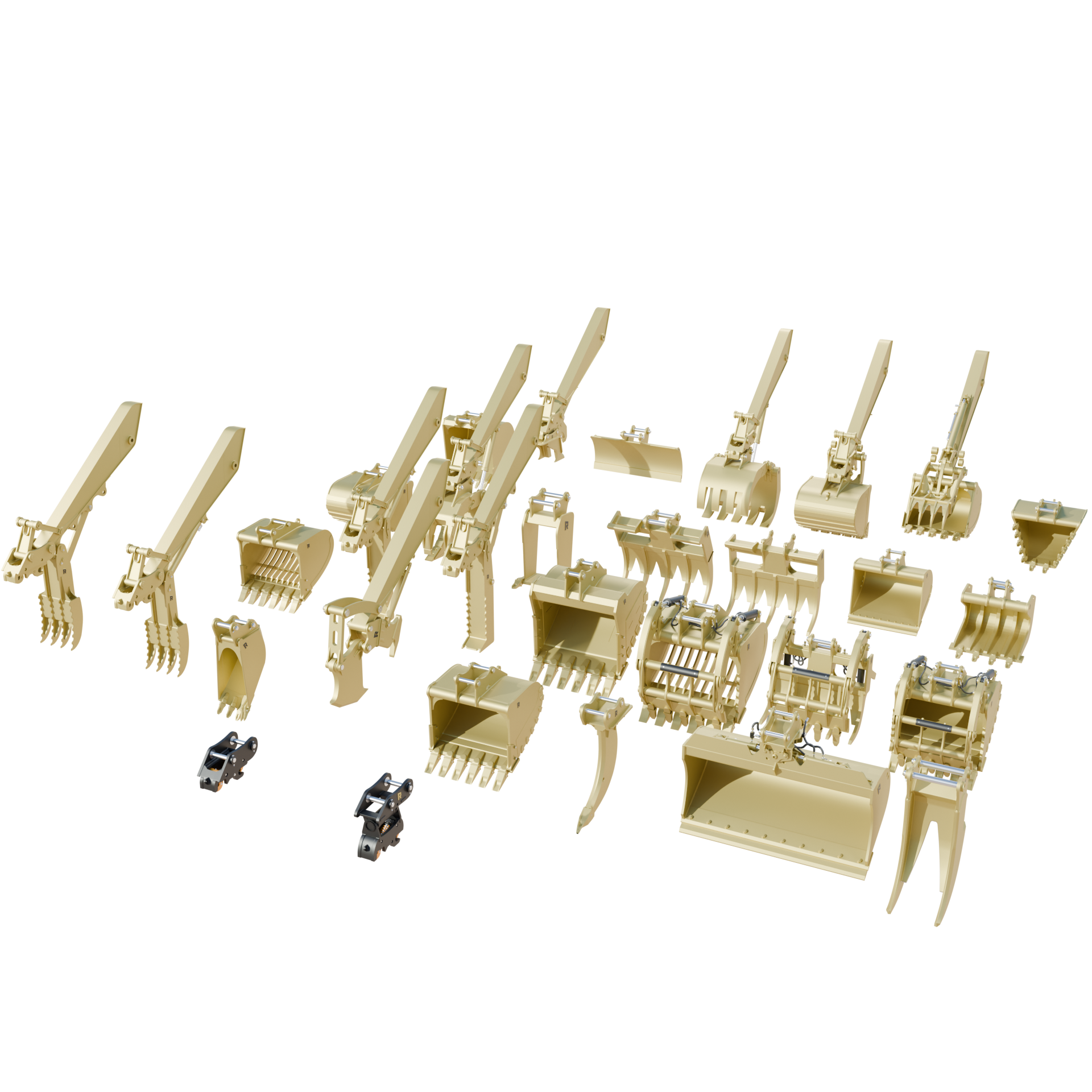 Excavator Attachments Pack - Rockland 31 Pieces - 3D model