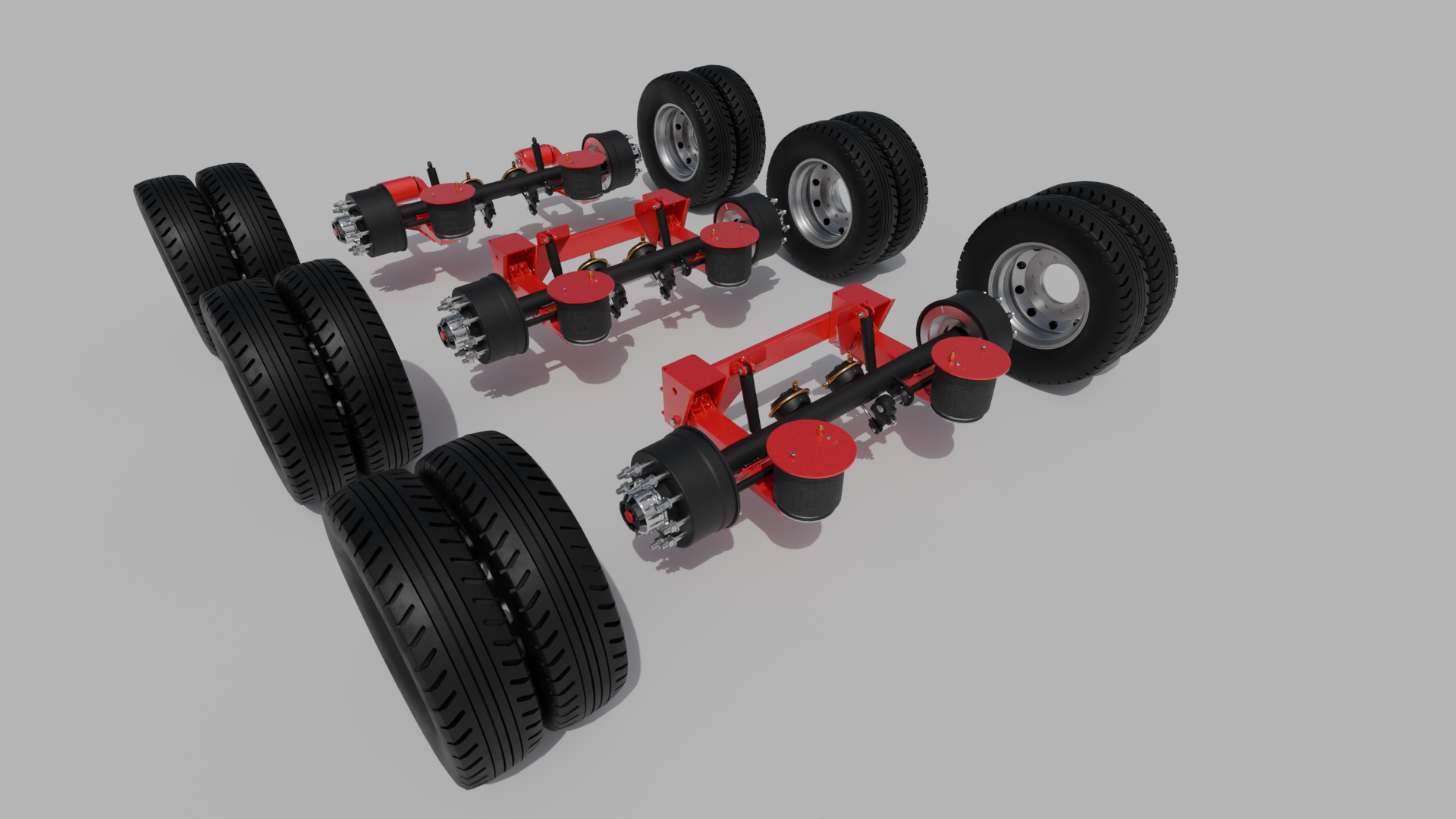 Trailer Air Suspension Ridewell 240 - Lowboy trailer Low-poly 3D model
