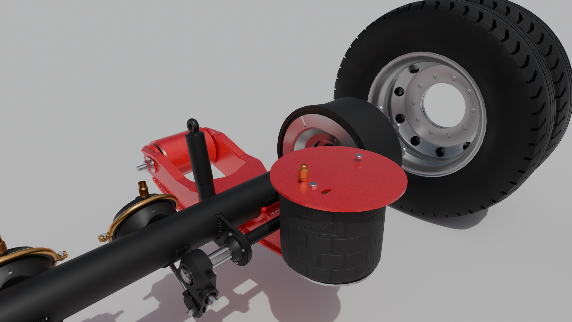 Trailer Air Suspension Ridewell 240 - Lowboy trailer Low-poly 3D model