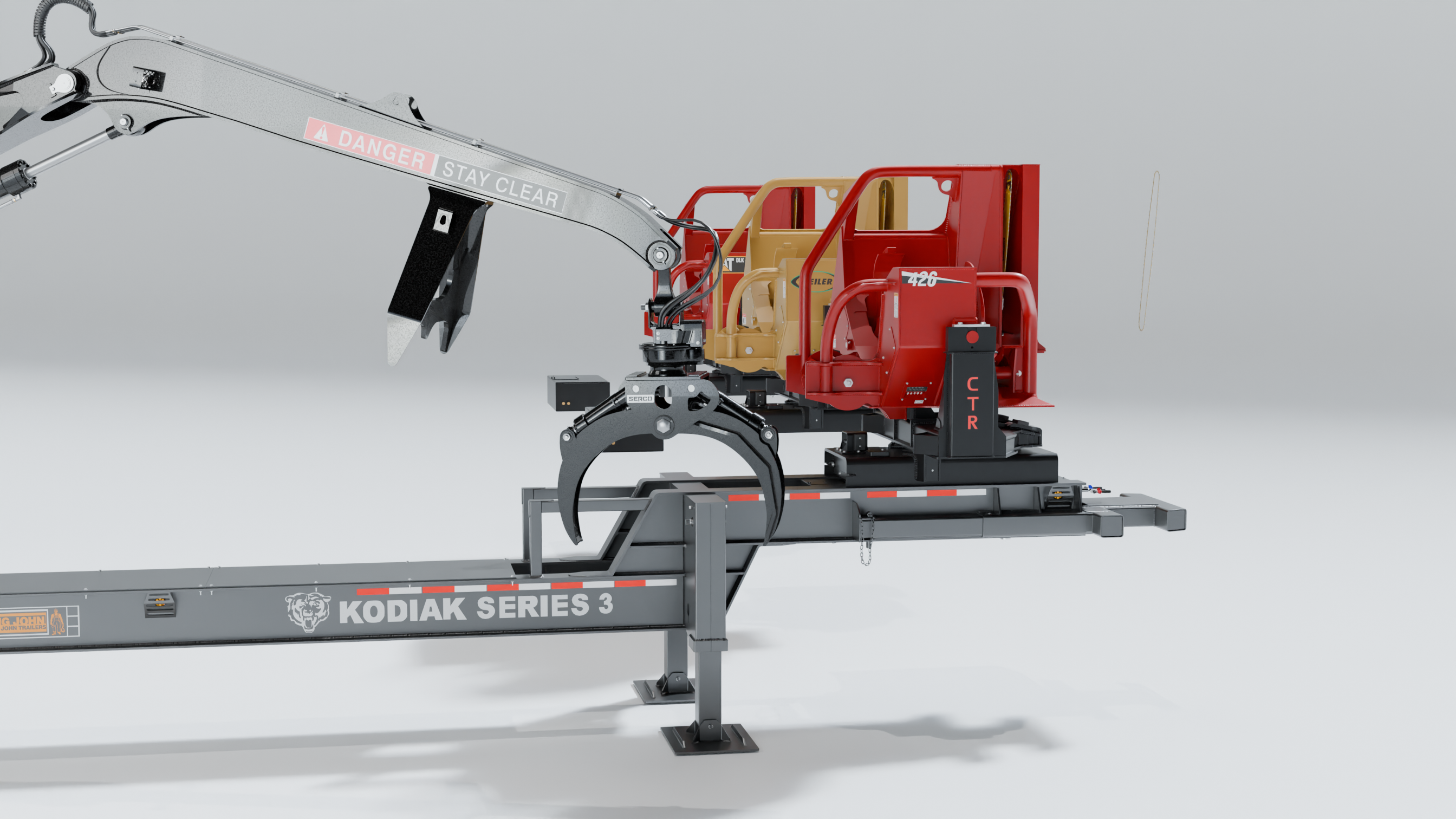 Barko Loader with Trailer and delimber Pack 3d Model