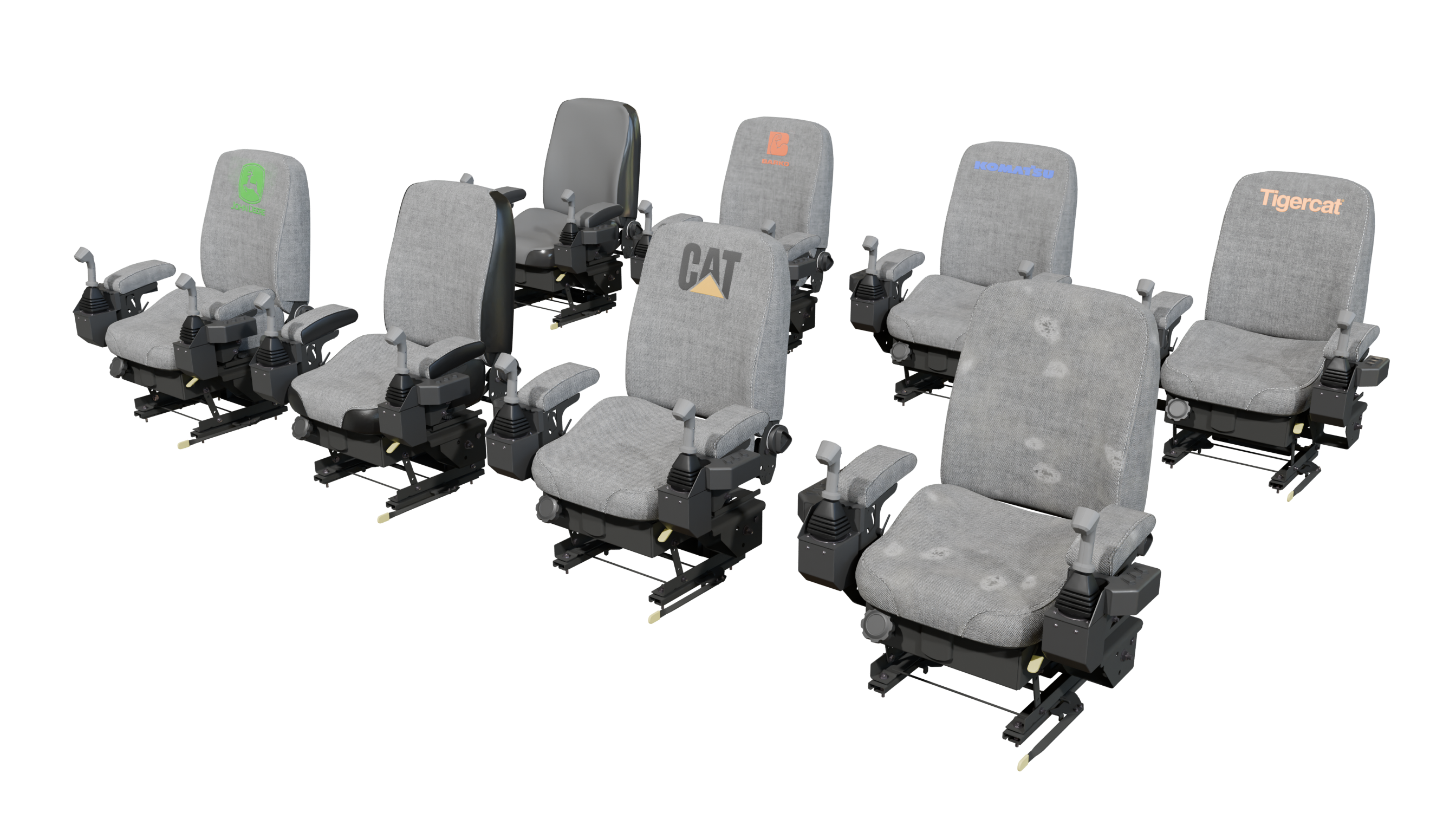 Heavy Machinery Seat with Controls Multi-Brand new and wear 3D MODEL