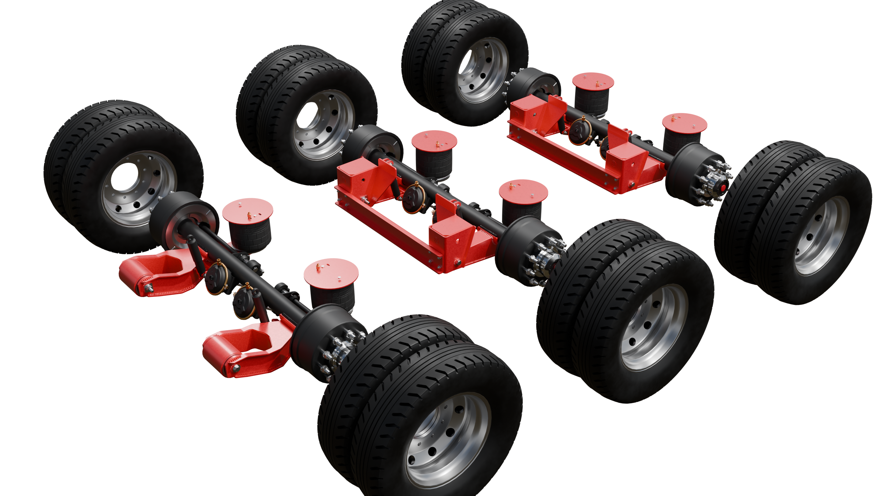 Trailer Air Suspension Ridewell 240 - Lowboy trailer Low-poly 3D model