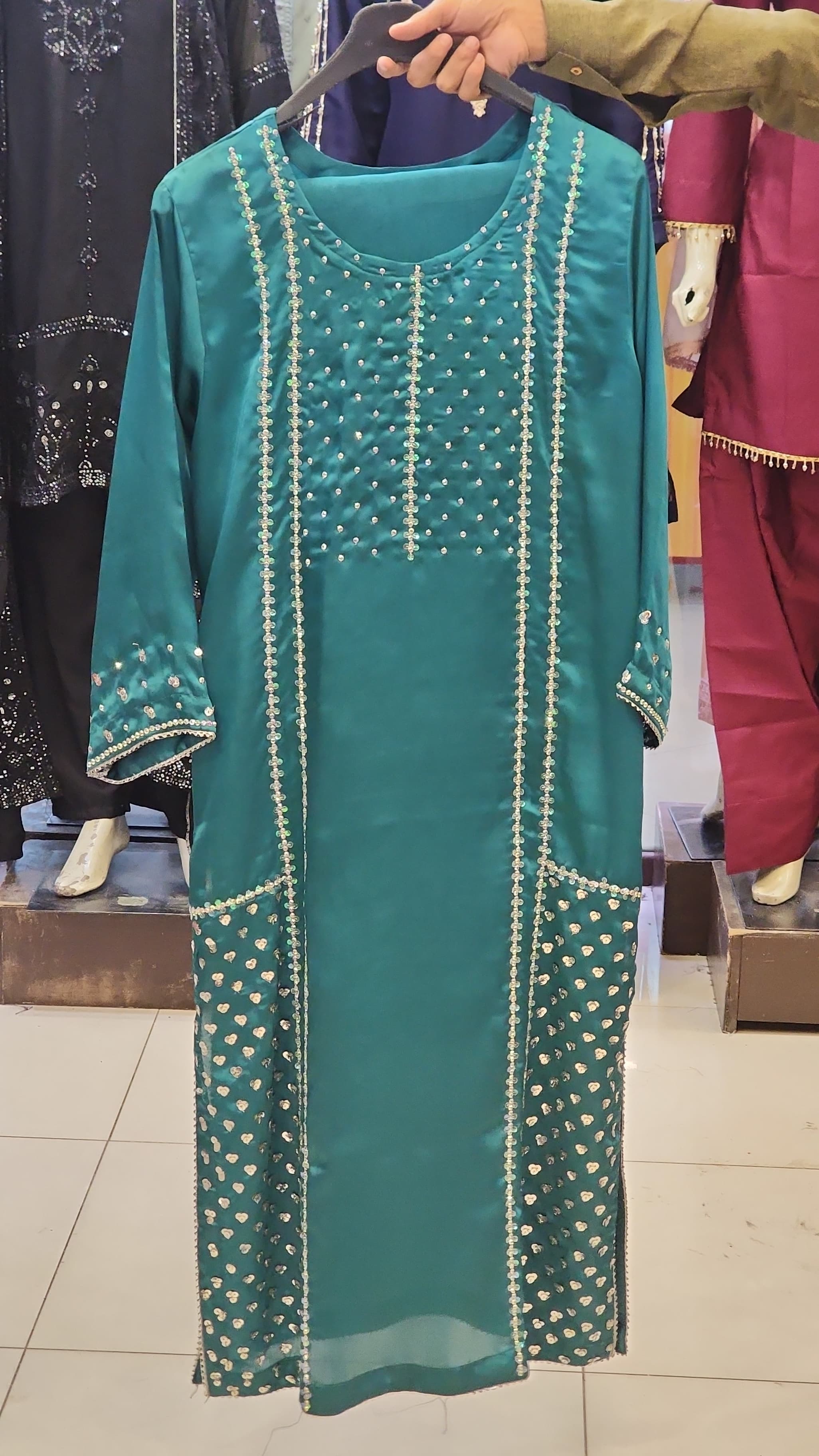 Muse Article Long Shirt Style Silk Dress For Women For Party Wear