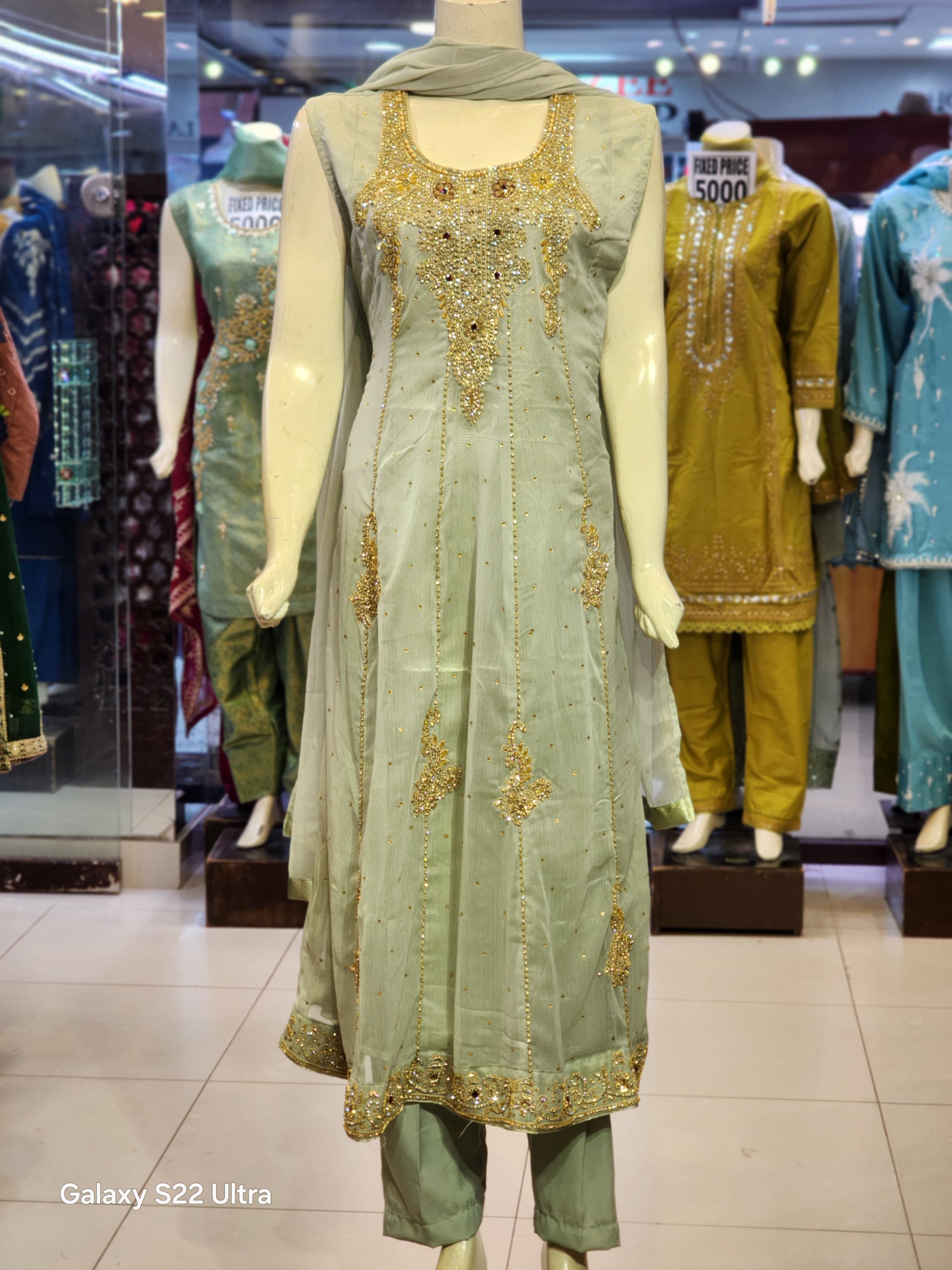Maxi Style Traditional Dress For Women | Nug Stone Hand Work Fancy Party Wear