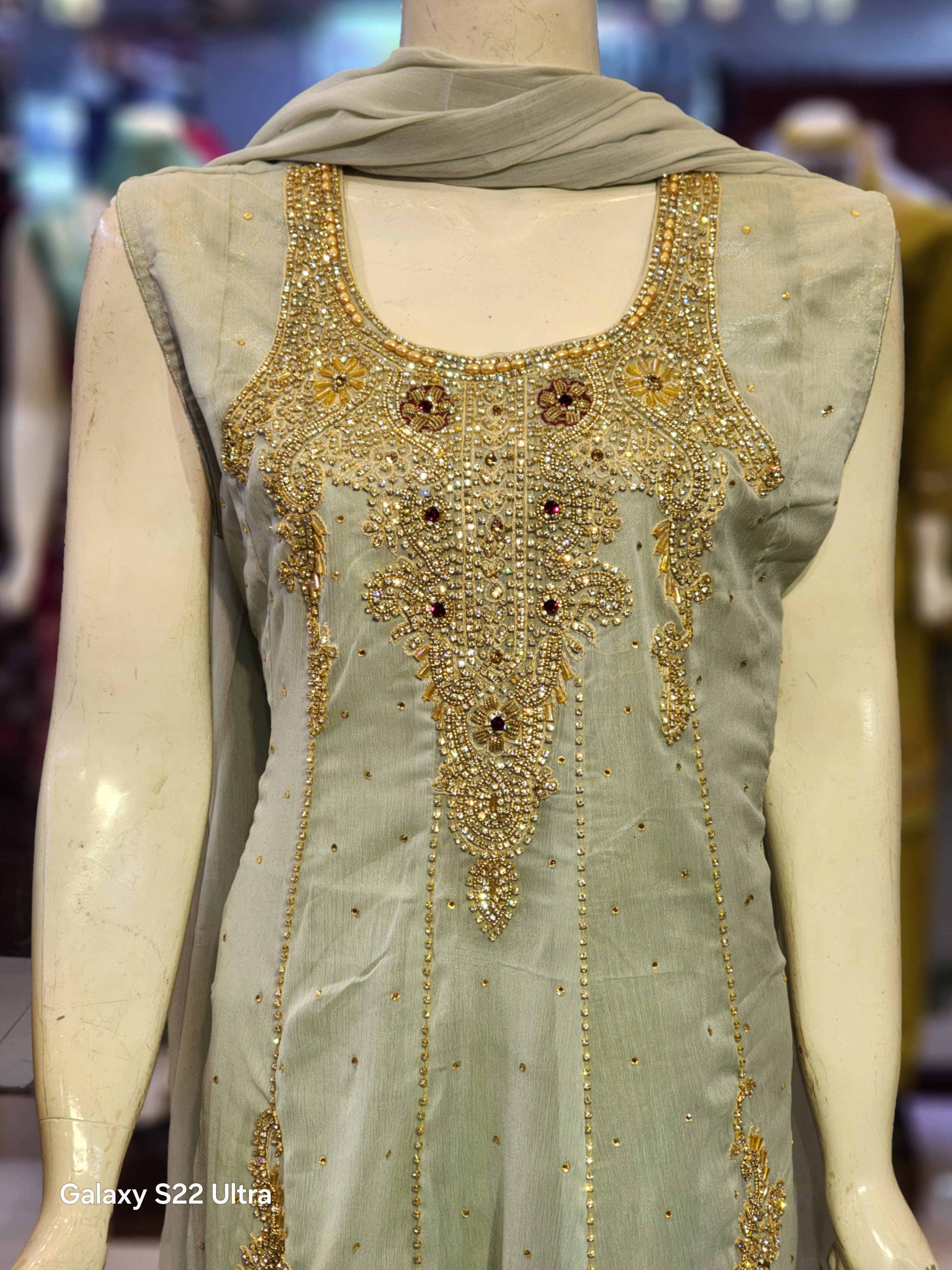 Maxi Style Traditional Dress For Women | Nug Stone Hand Work Fancy Party Wear