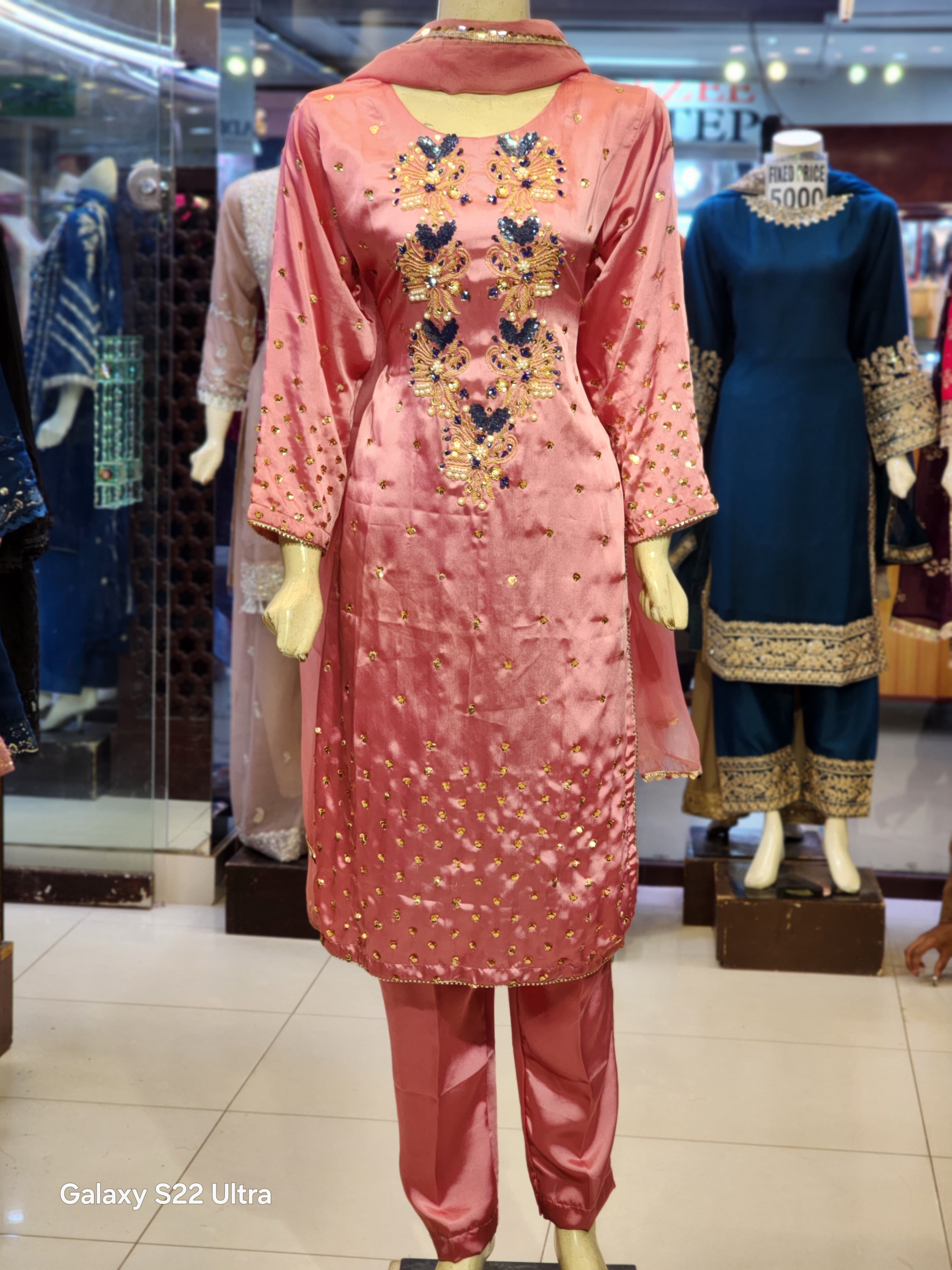 Kurta Gala Muse Design | Long Shirt Silk Dress For Women | Fancy Party Wear Wedding Dress