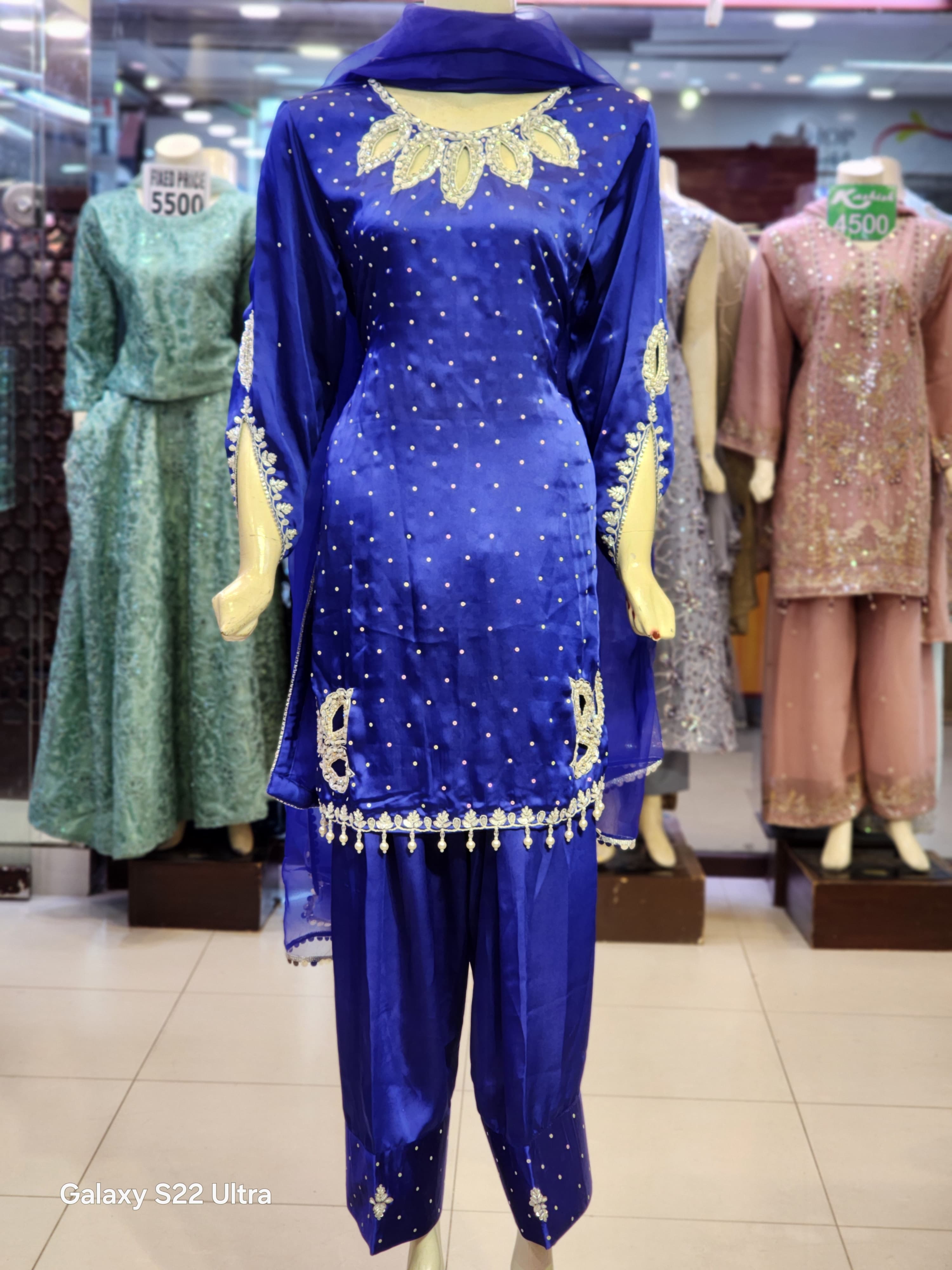 Cutwork Farshi Shalwar Style Silk Dress | Fancy Party Wear Wedding Dress For Women